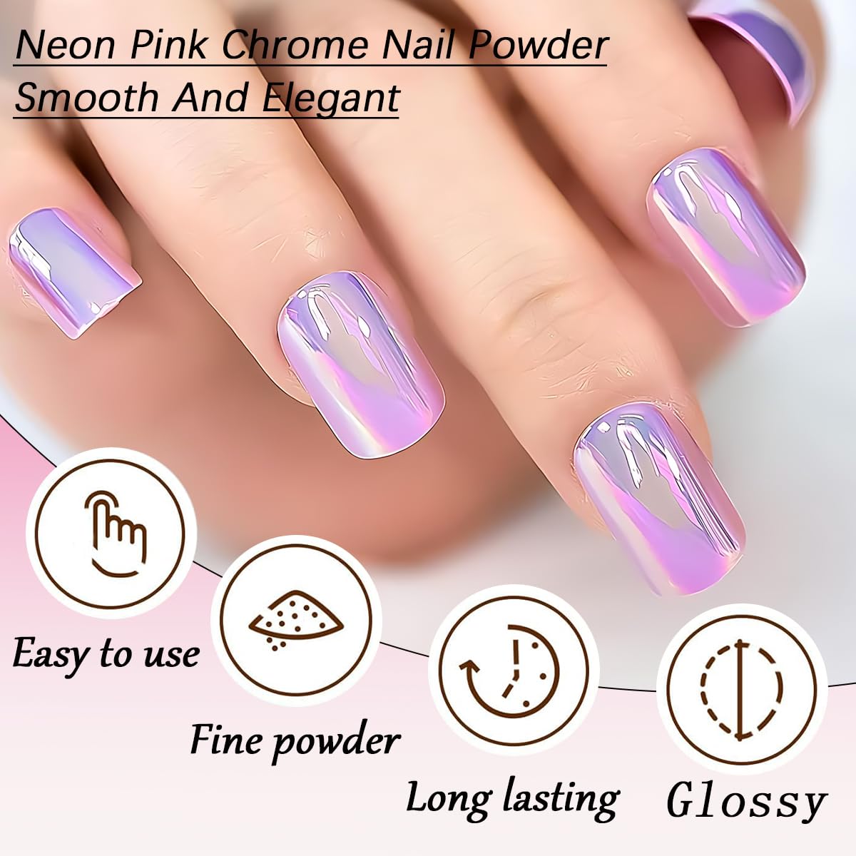 Unicorn chrome nail powder being applied to nails