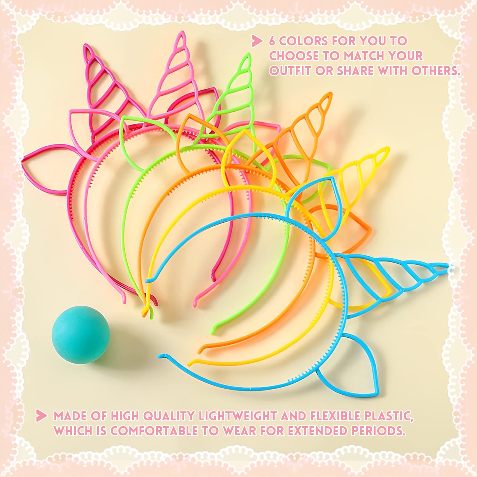 Inner grip teeth on unicorn headbands prevent slipping