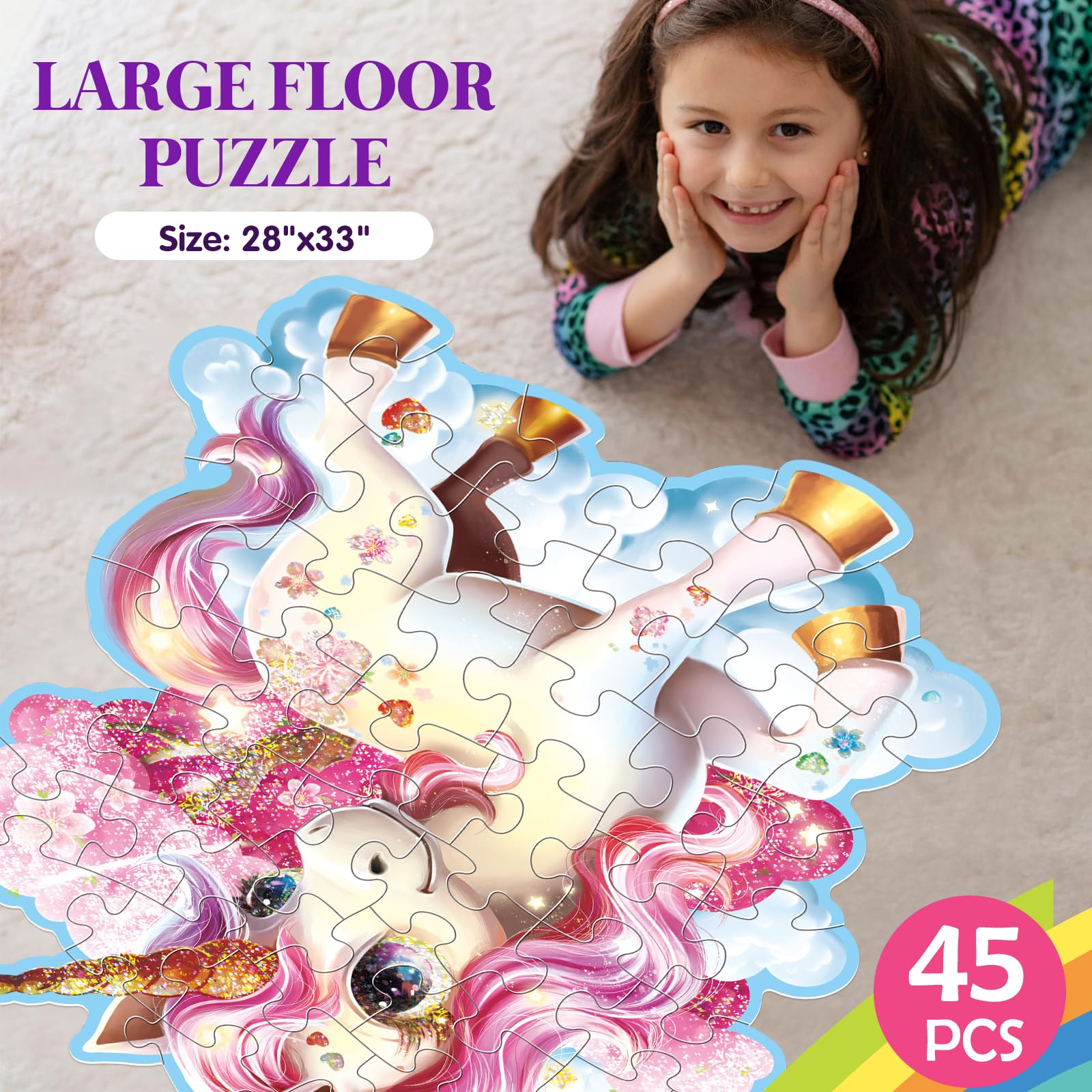 Unicorn jigsaw puzzle for kids with fairy imagery