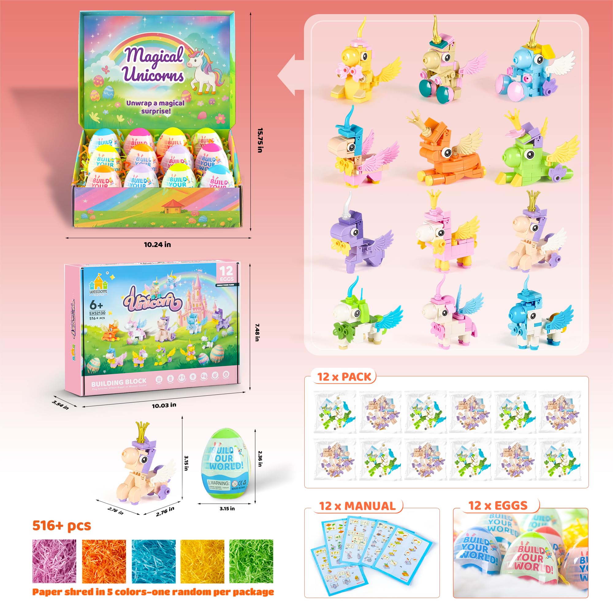 Unicorn building sets suitable as party favors