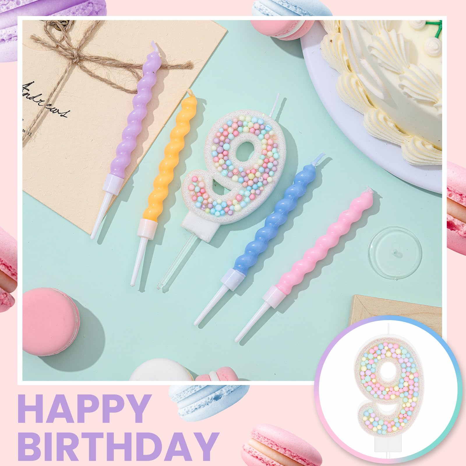 Unicorn pink cake topper candles for sweet theme celebrations