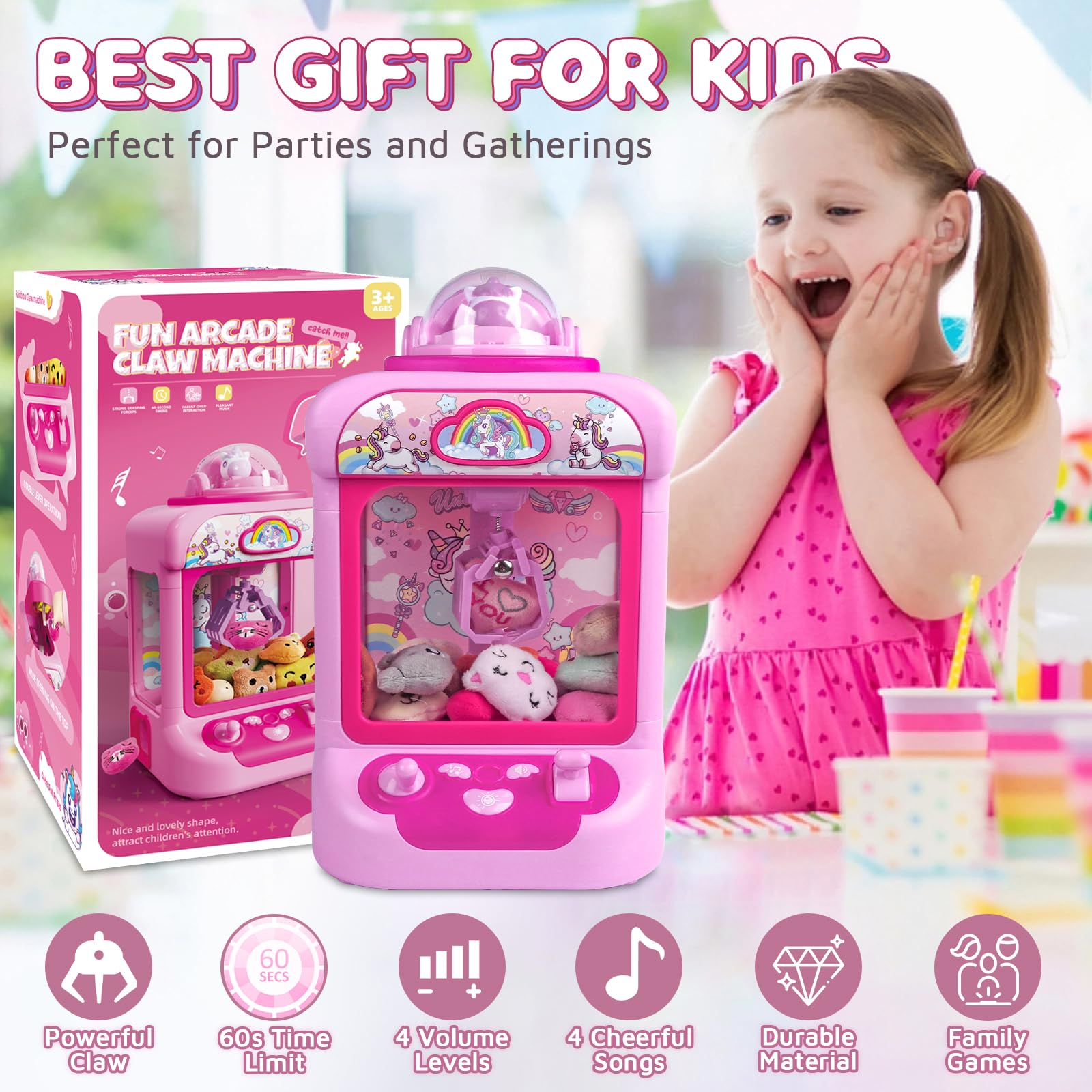 Safe durable claw machine suitable for kids ages 3 to 8