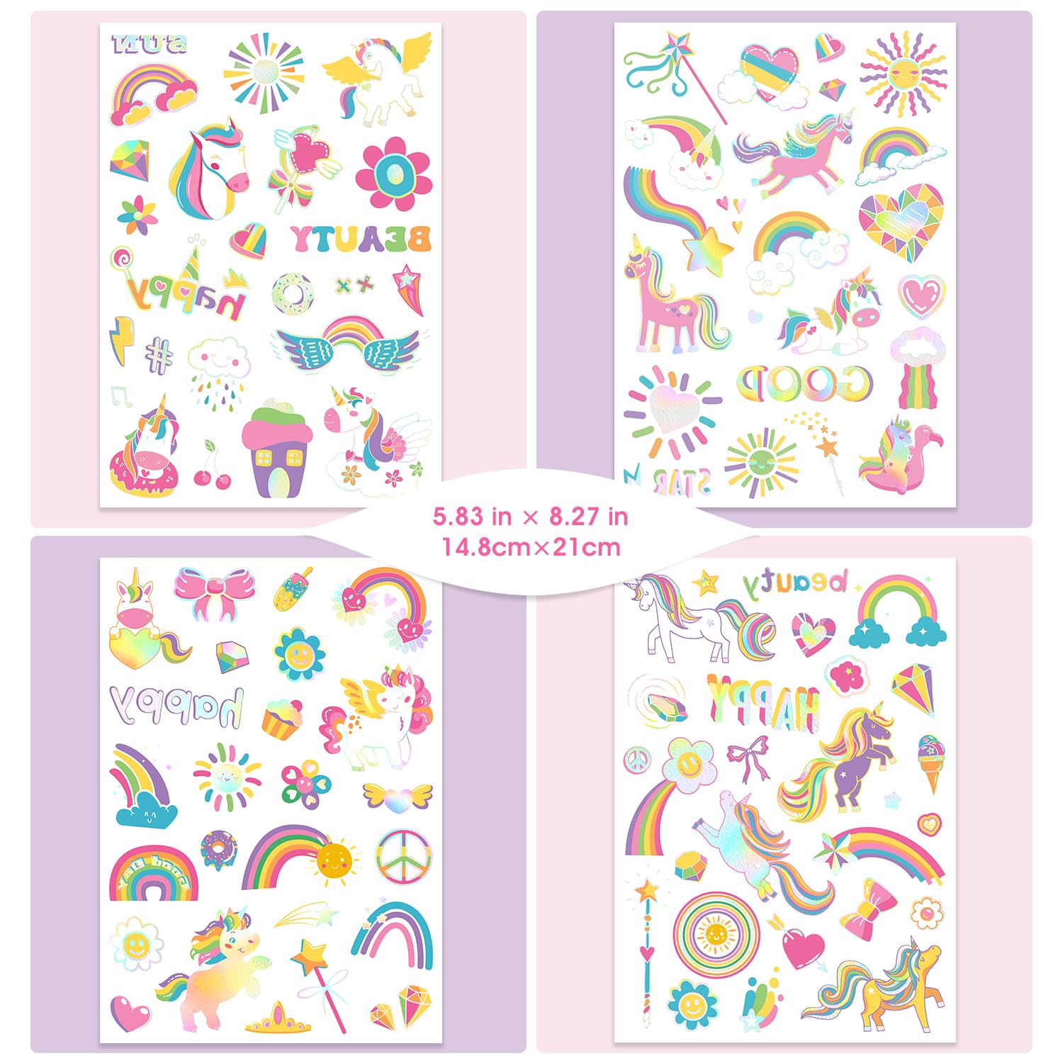 large size unicorn rainbow tattoo designs 21cm by 15cm