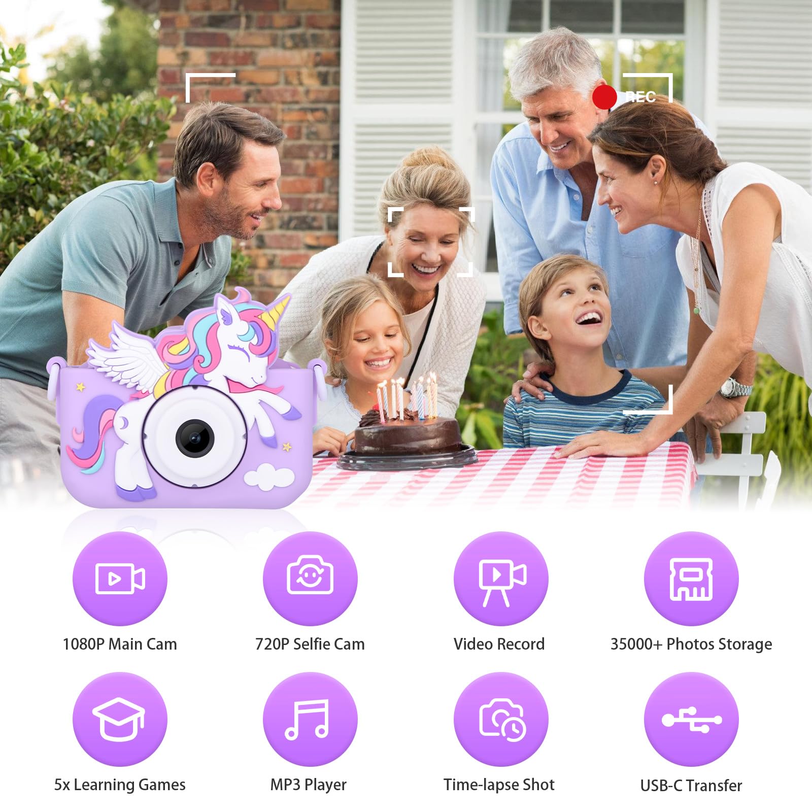 Unicorn Toys Camera 720P selfie camera and 28 frames
