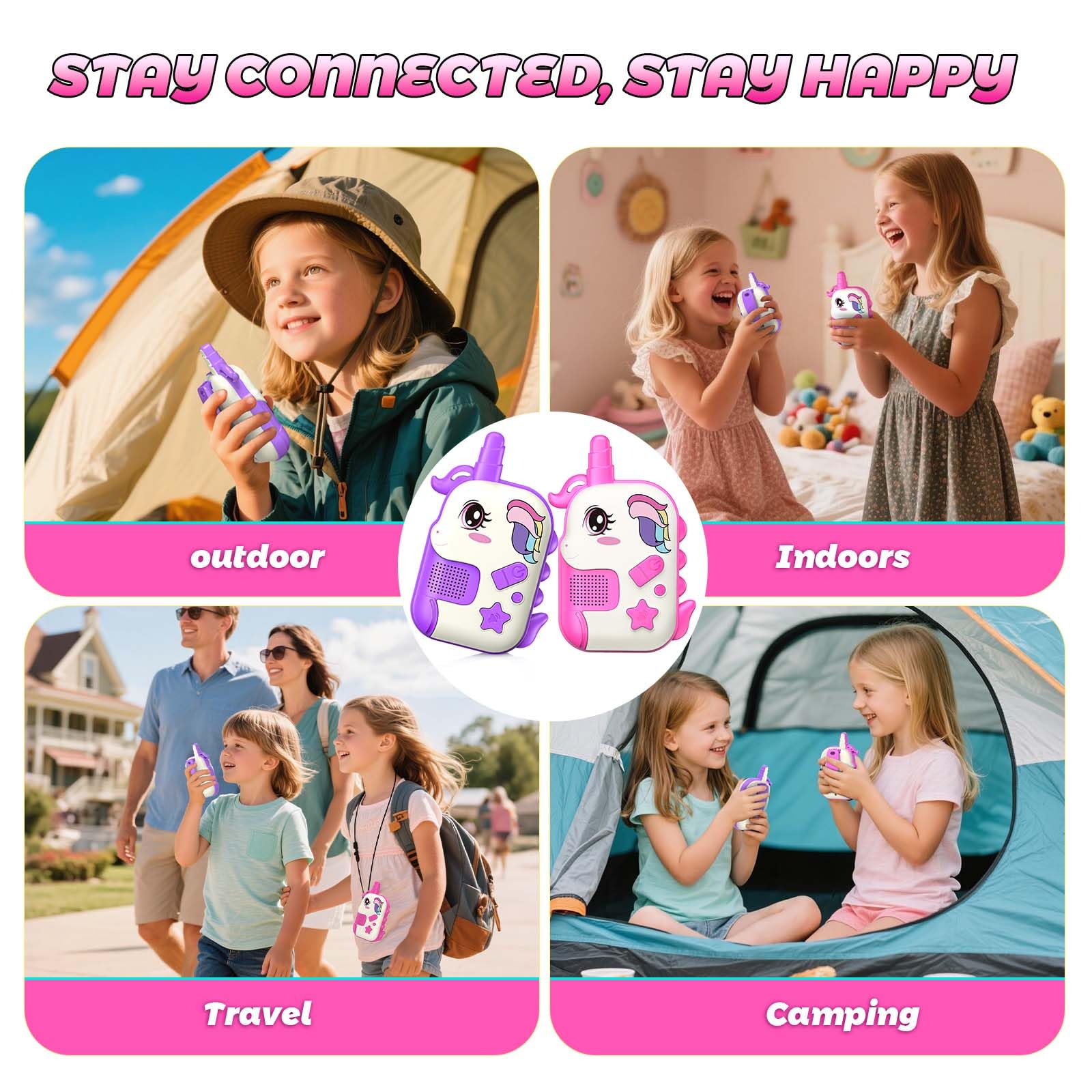 Anti-fall ABS material on unicorn walkie talkies for durability