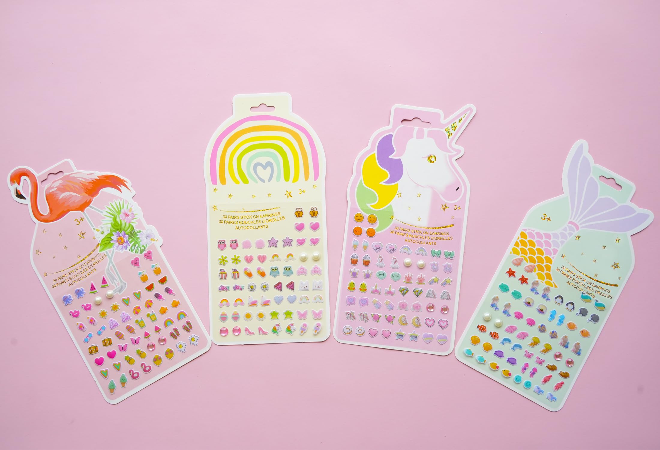 Unicorn rainbow gems designs on sticker earrings