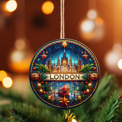 Union Jack Christmas tree ceramic ornament