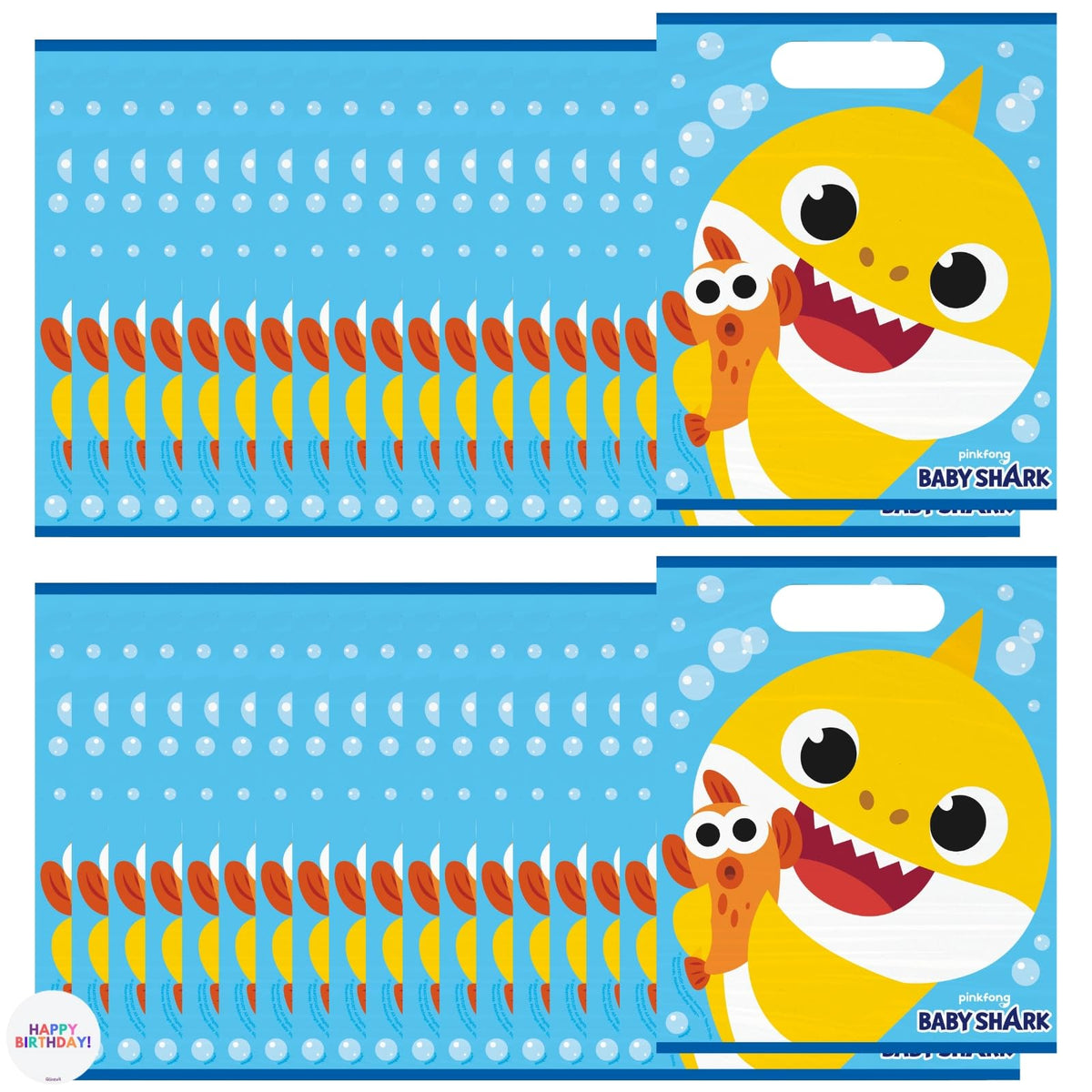 Unique Baby Shark Goodie Bags Pack 16 plastic party bags
