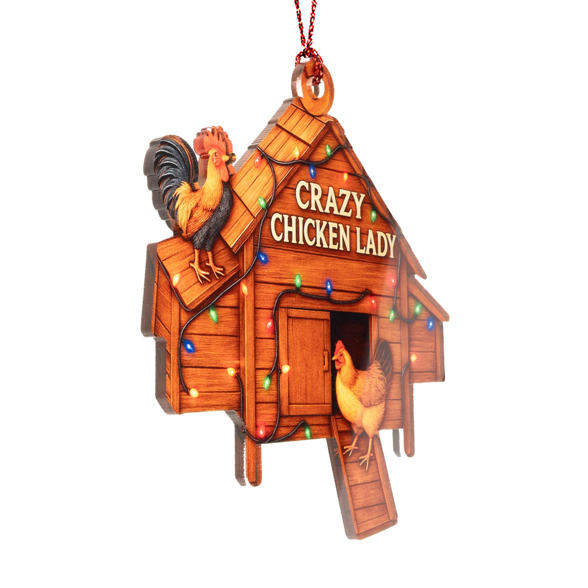 Unique chicken decor ornament in gift-ready packaging