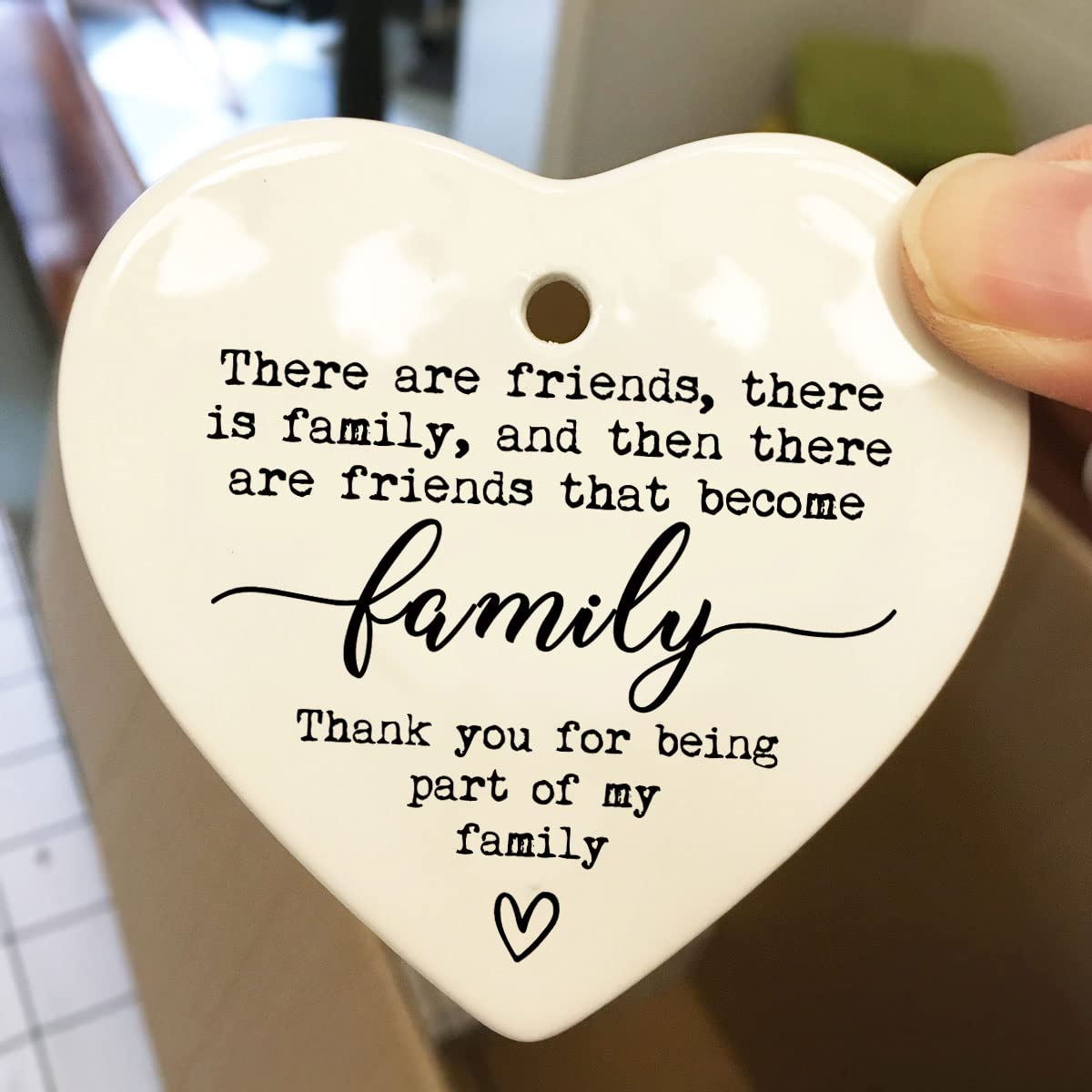 Hanging heart in gift box packaging