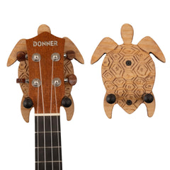 Unique Handmade Ukulele Wall Mounts with turtle design in dark brown finish