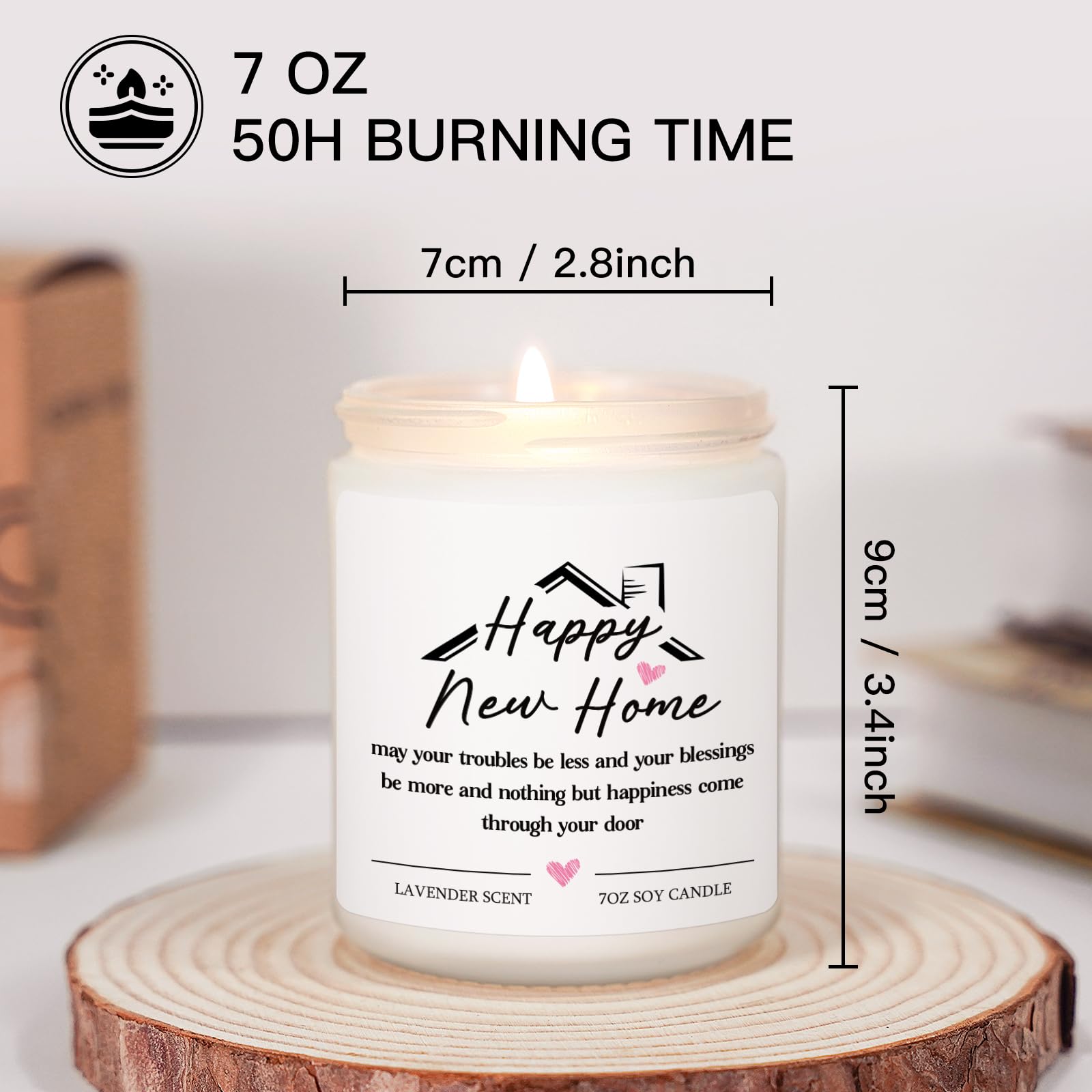 New house essentials candle in cozy apartment interior