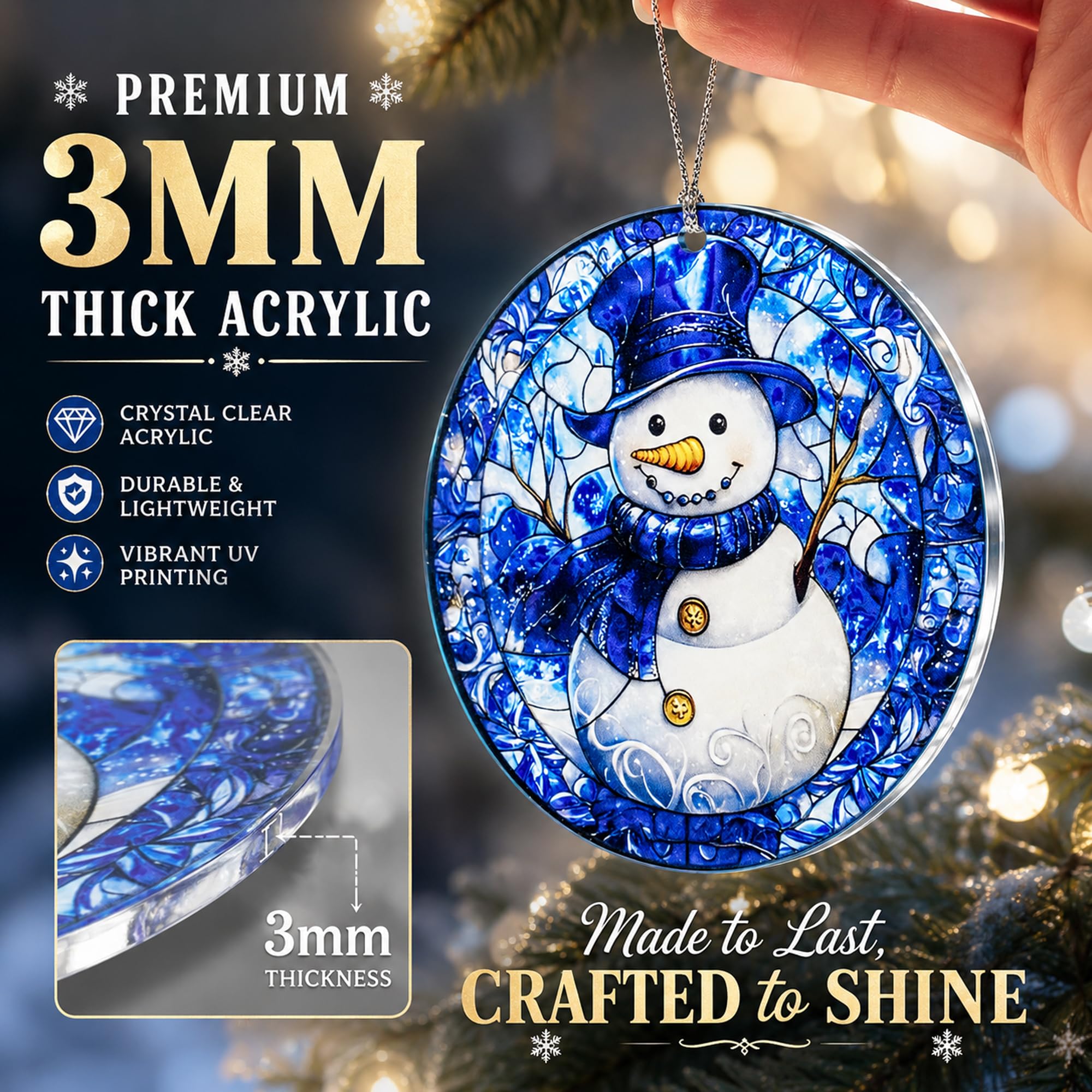 Gift exchange and ornament collector friendly snowman ornament