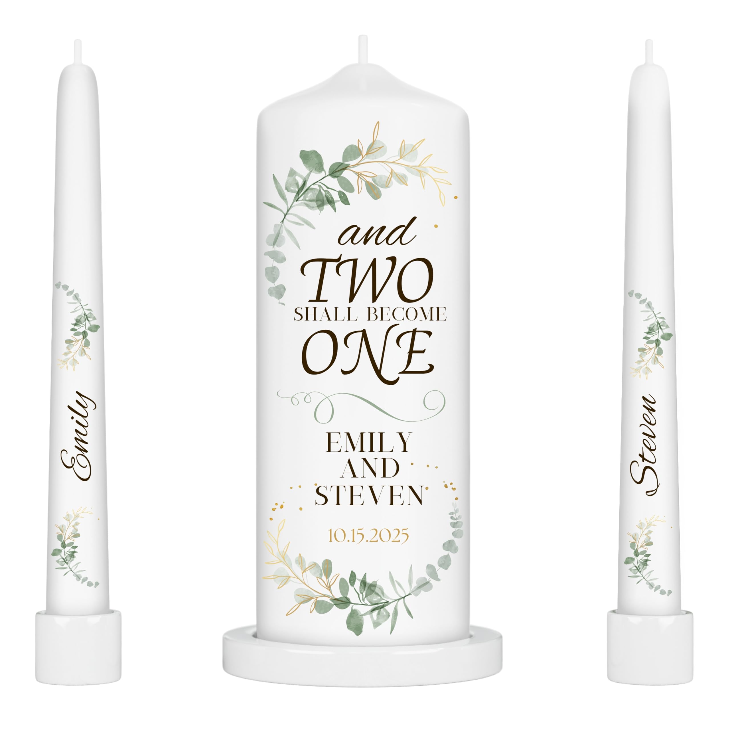 Unity Candles for Wedding set with 3x9 pillar and two 10 inch taper candles