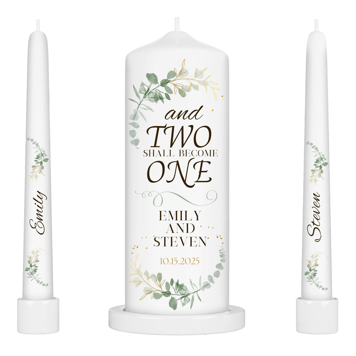 Unity Candles for Wedding set with 3x9 pillar and two 10 inch taper candles