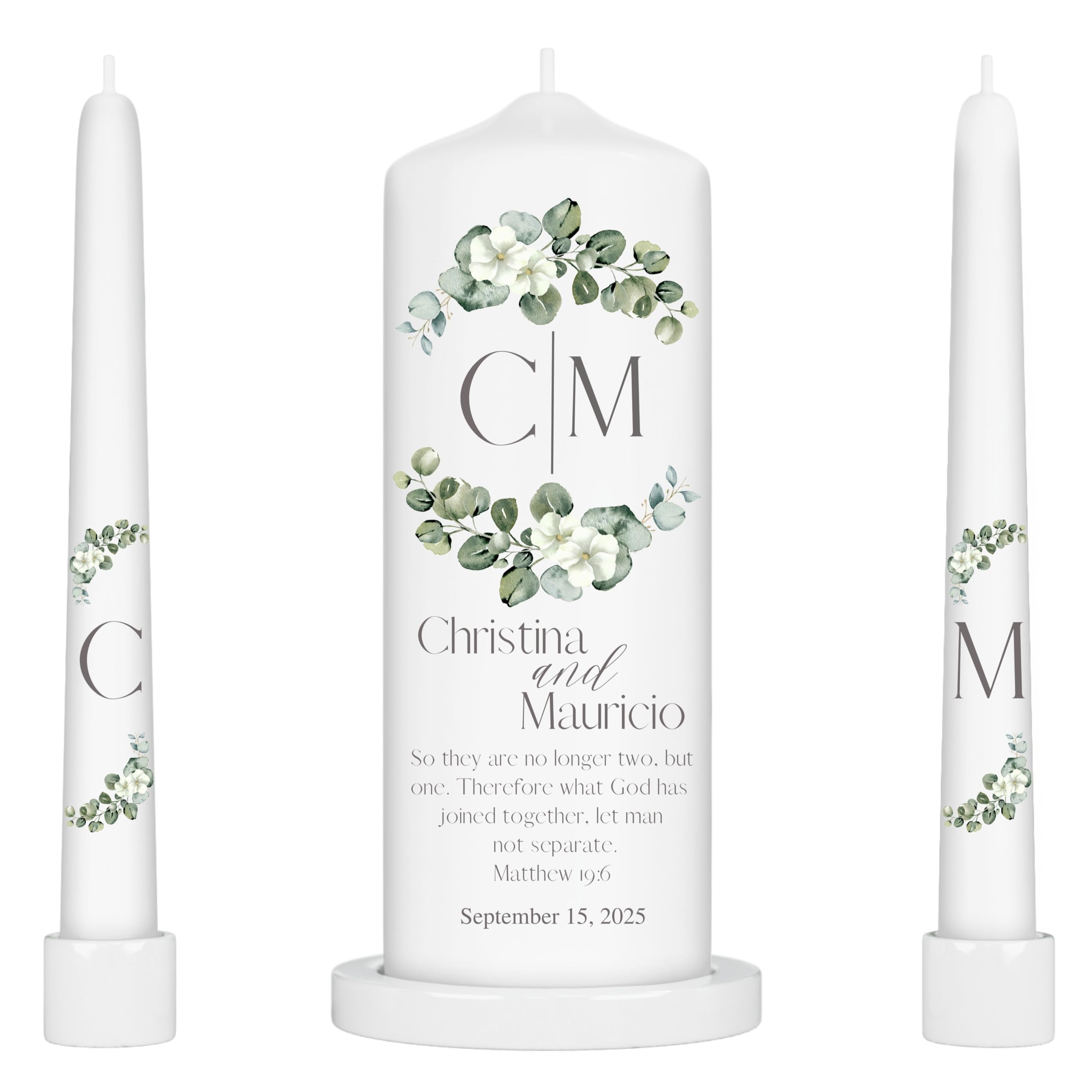 unity candles wedding set pillar 3x9 inches