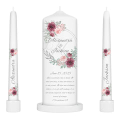 Unity candles for wedding set with pillar and tapers