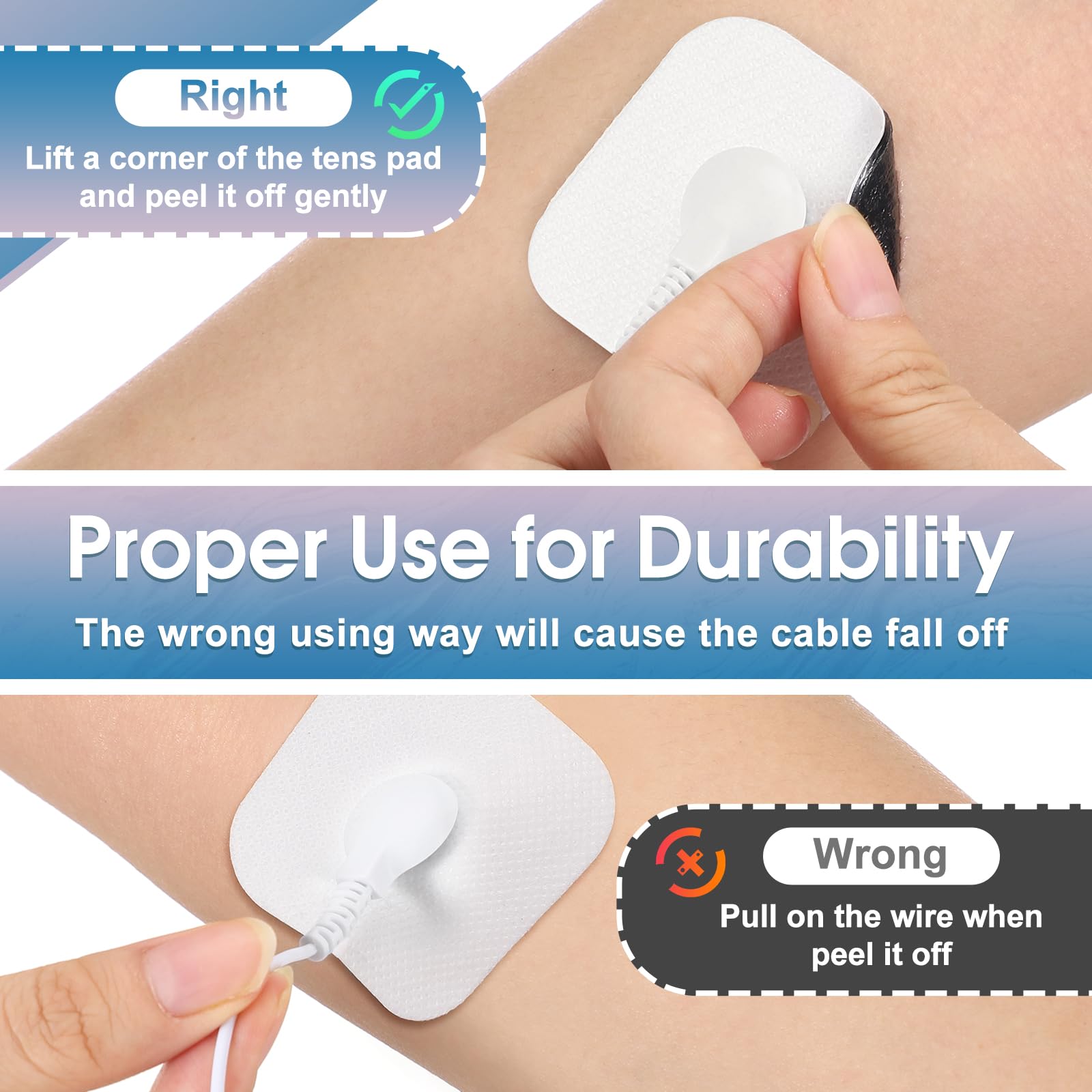 Pads with removal tab to protect gel and durability