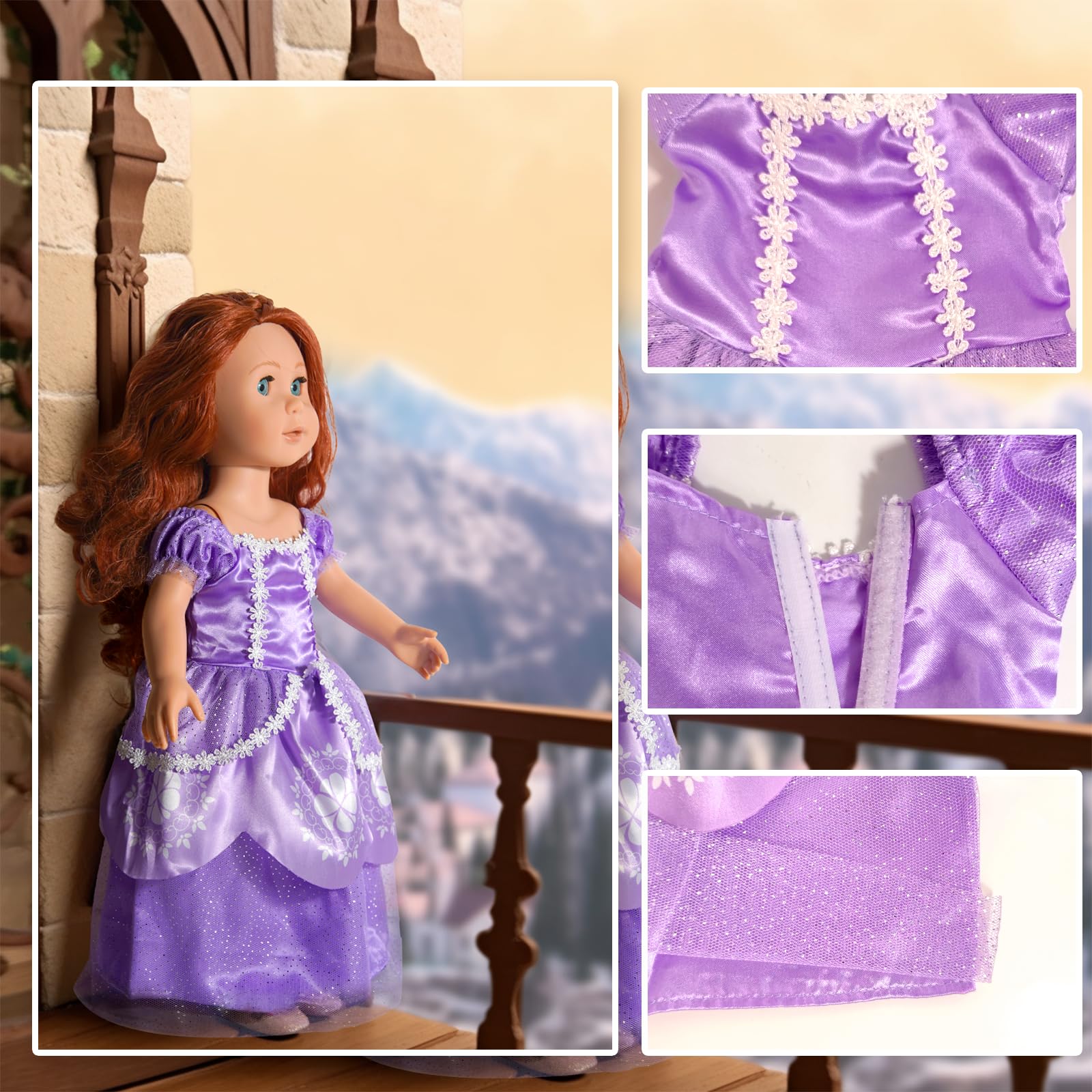 Universal fit for 18 inch dolls outfits with elasticized seams and Velcro