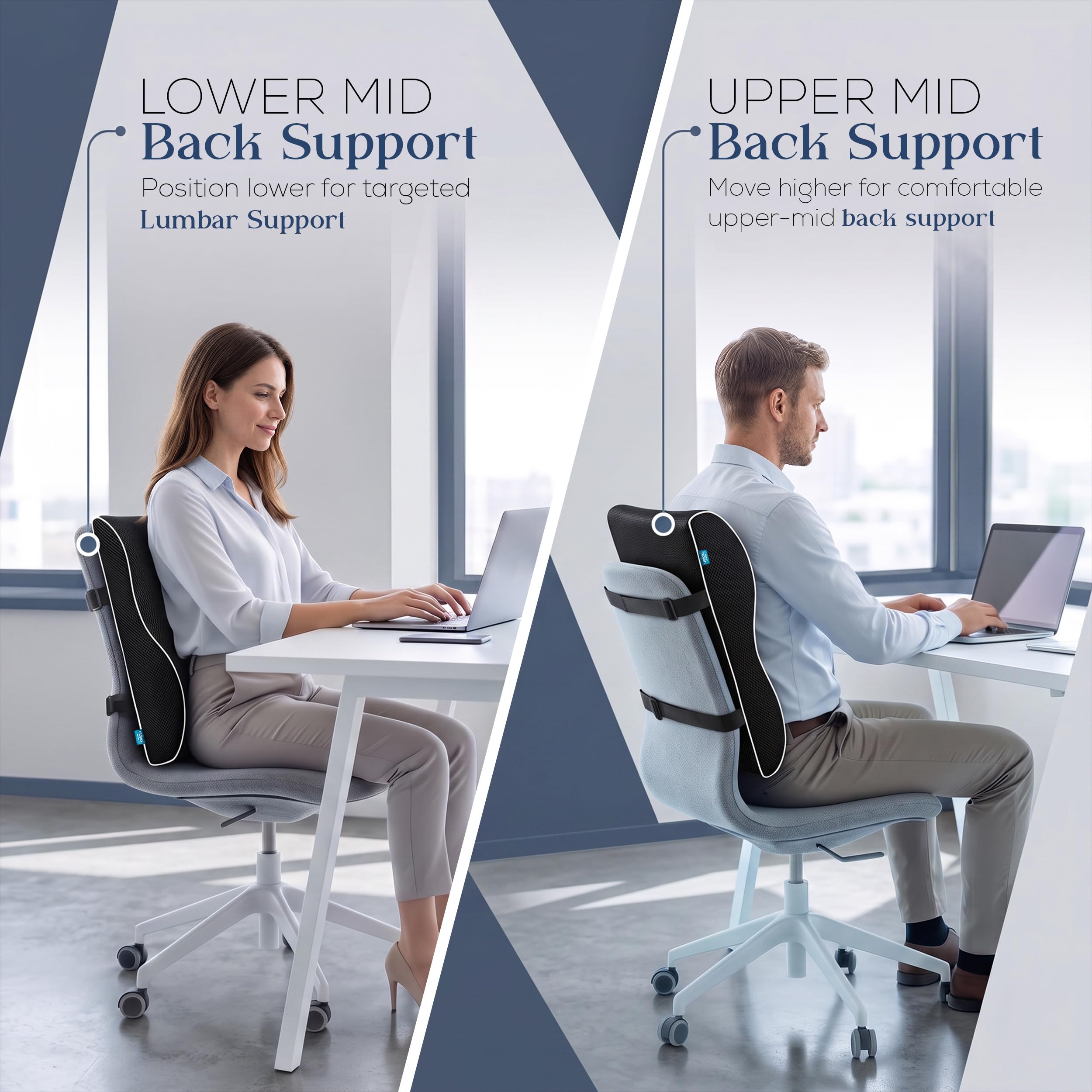 Non-slip bottom prevents pillow from sliding on chair