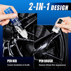 2-in-1 brush and tip applicator for rim touch up
