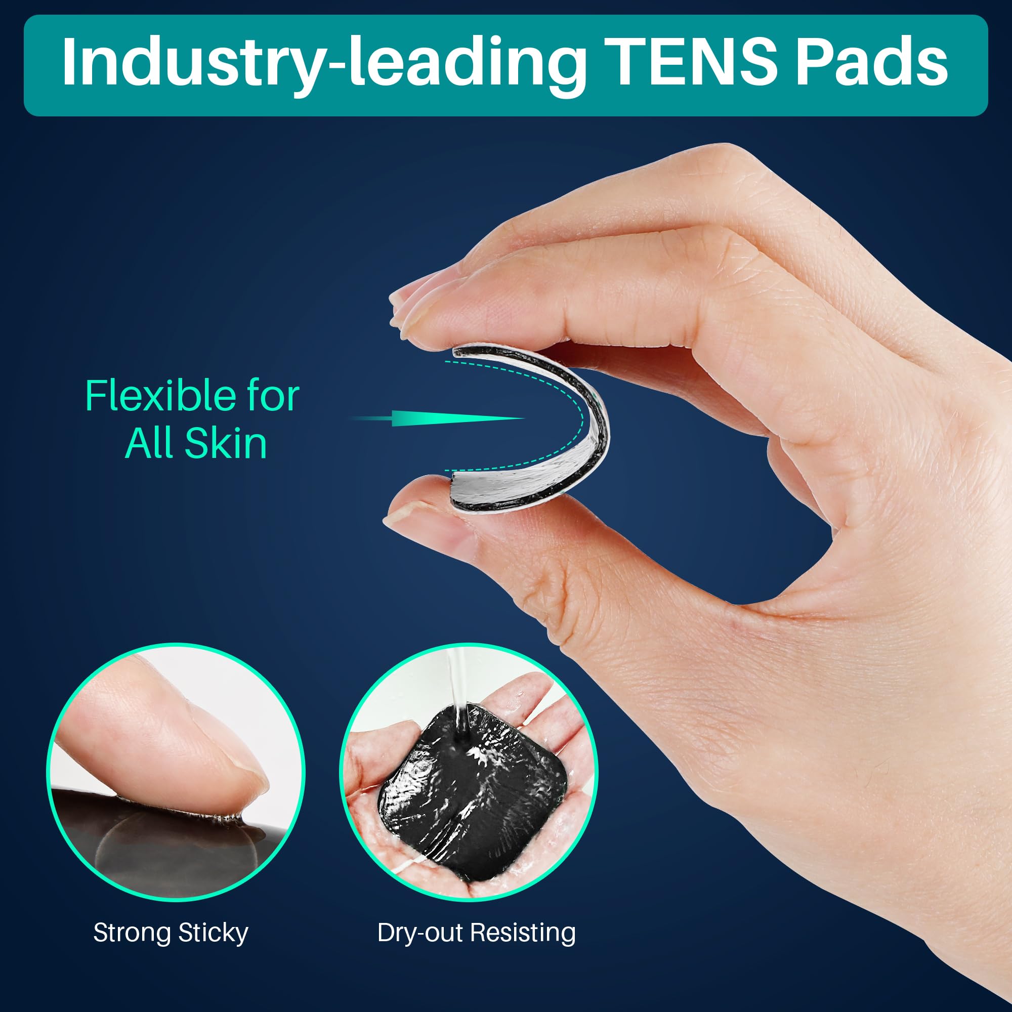 Universal wired tens pads compatible with 2mm pins and 1.9/2.1mm pins