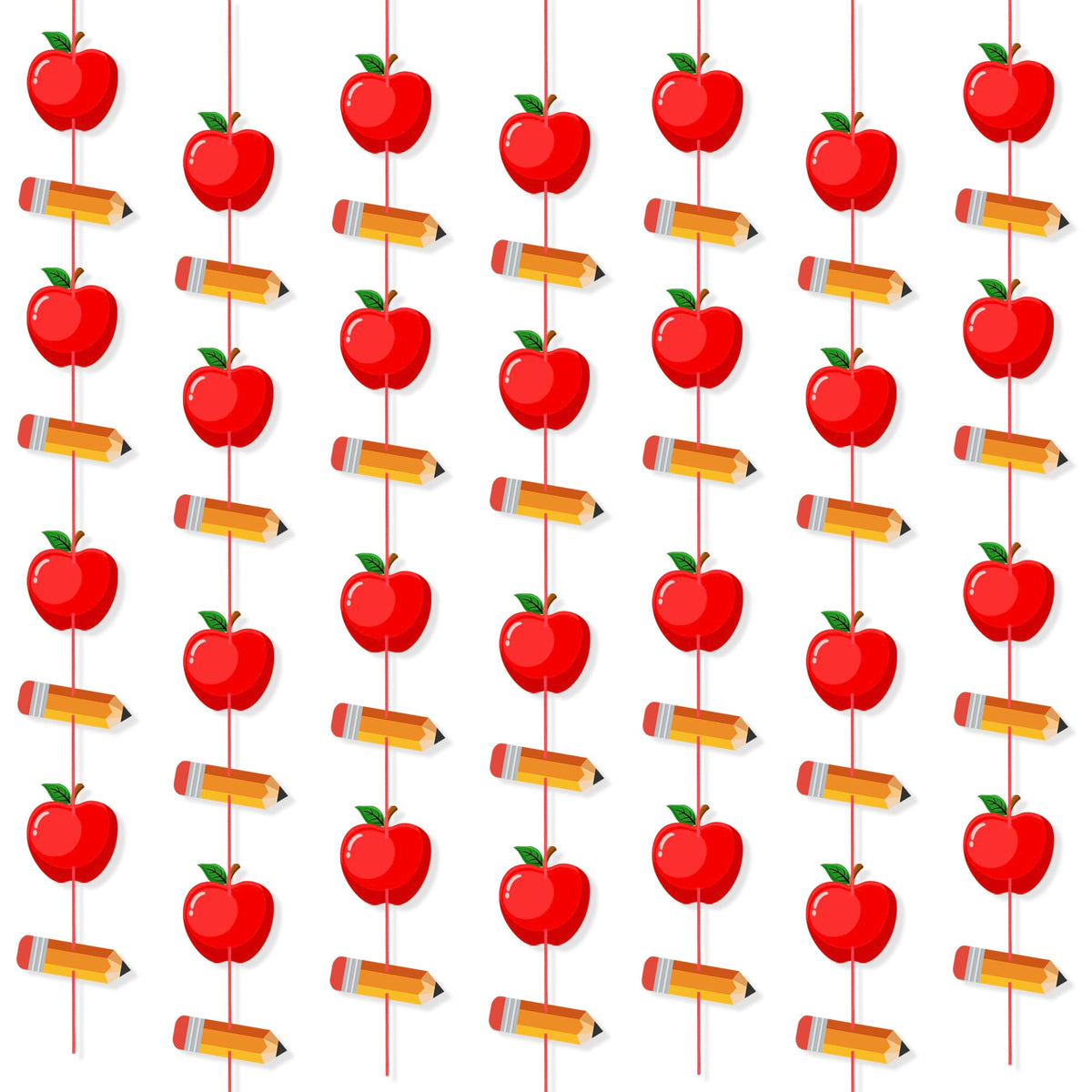 Uniwish 4 Strings Pencil Apple Garland Banner four packs eight pieces each