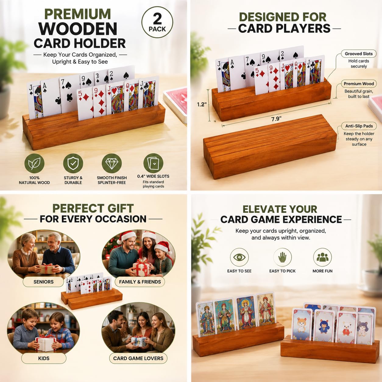 4-row design holds 50+ standard playing cards