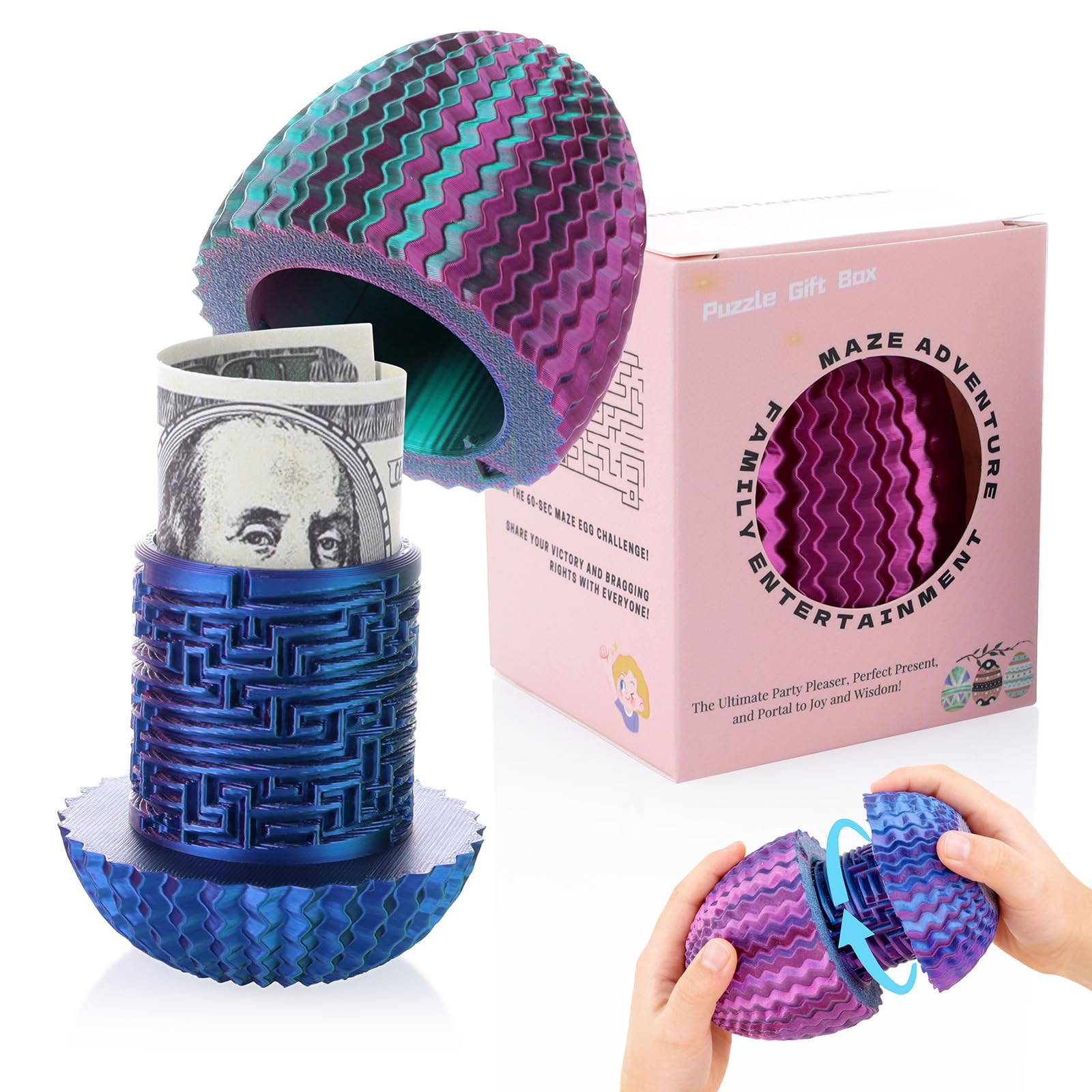 UNORGEE egg shaped cash maze puzzle box product image front view