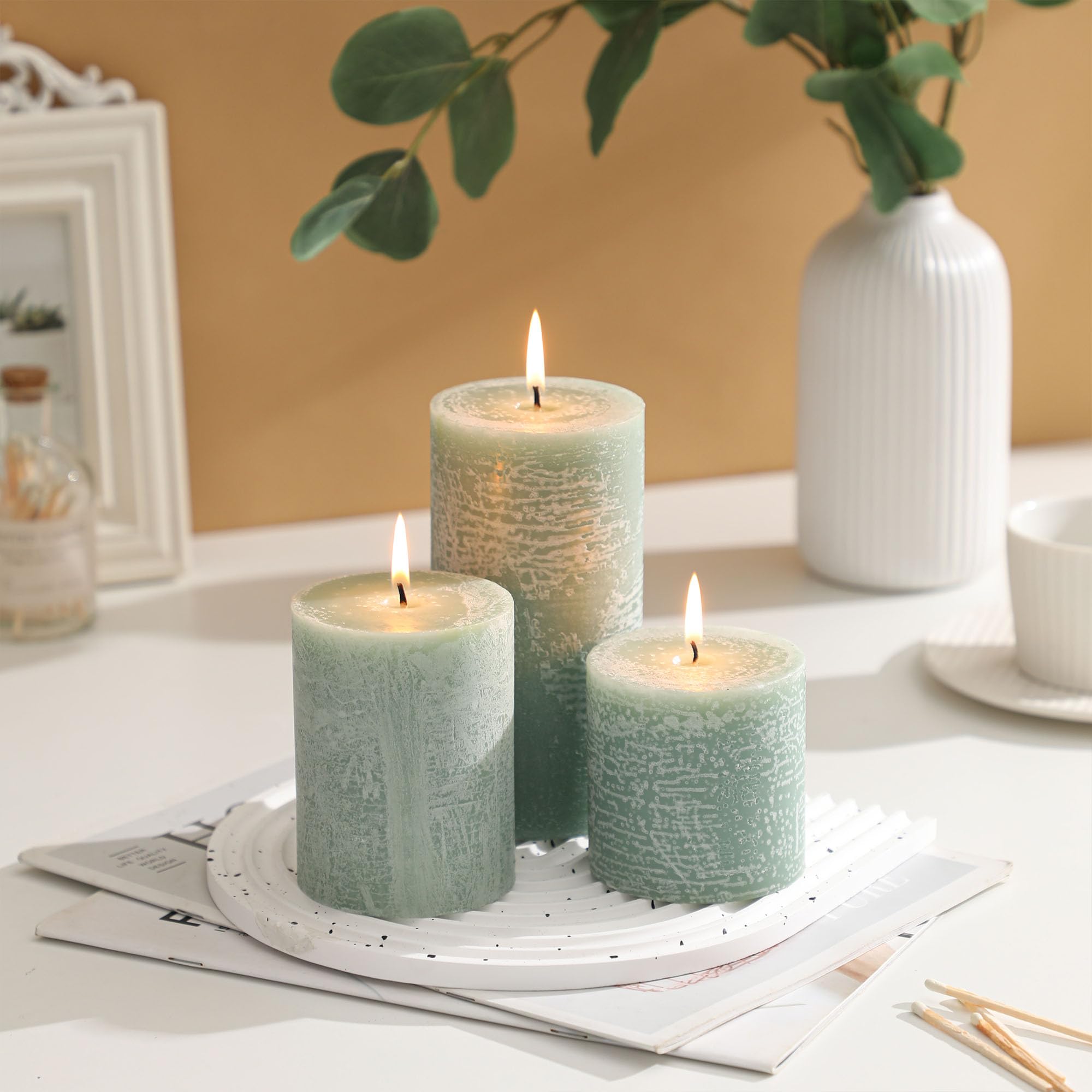 Unscented pillar candle from set of 3 3x4 inch