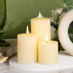 hand poured premium wax pillars smokeless and dripless