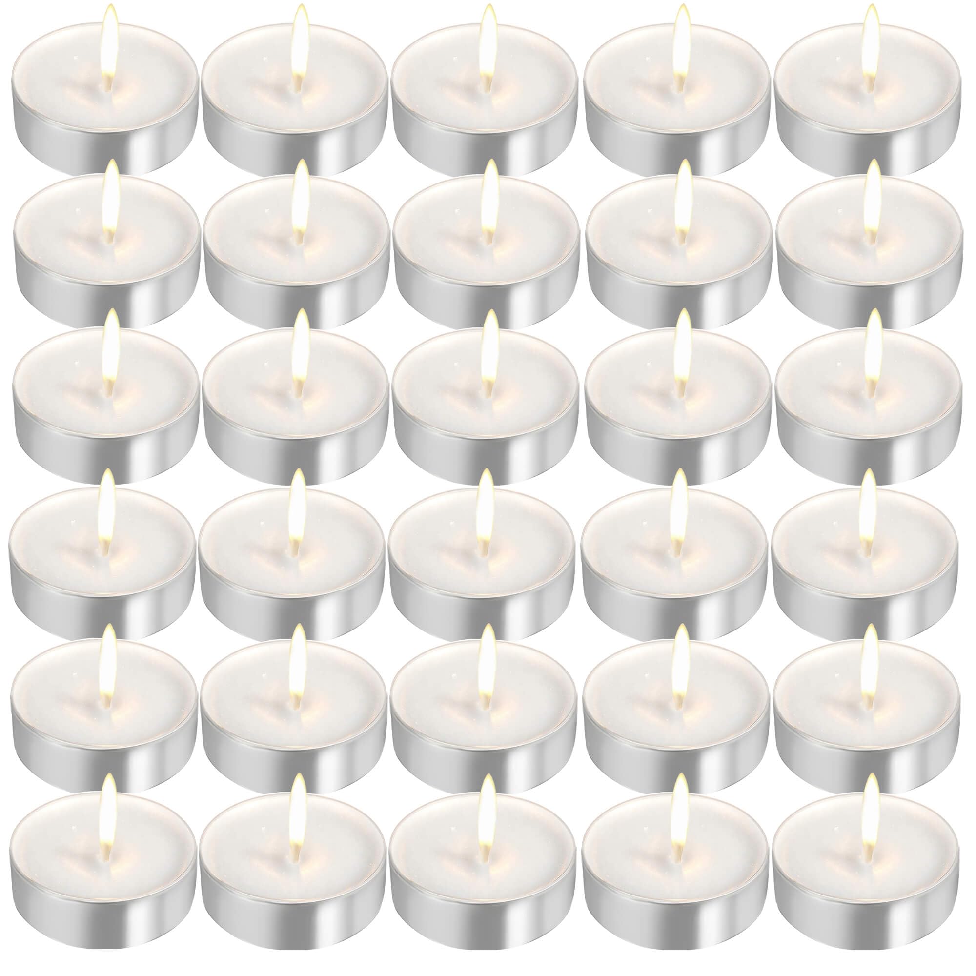 Unscented Tea Light Candles white 30 pack packaging