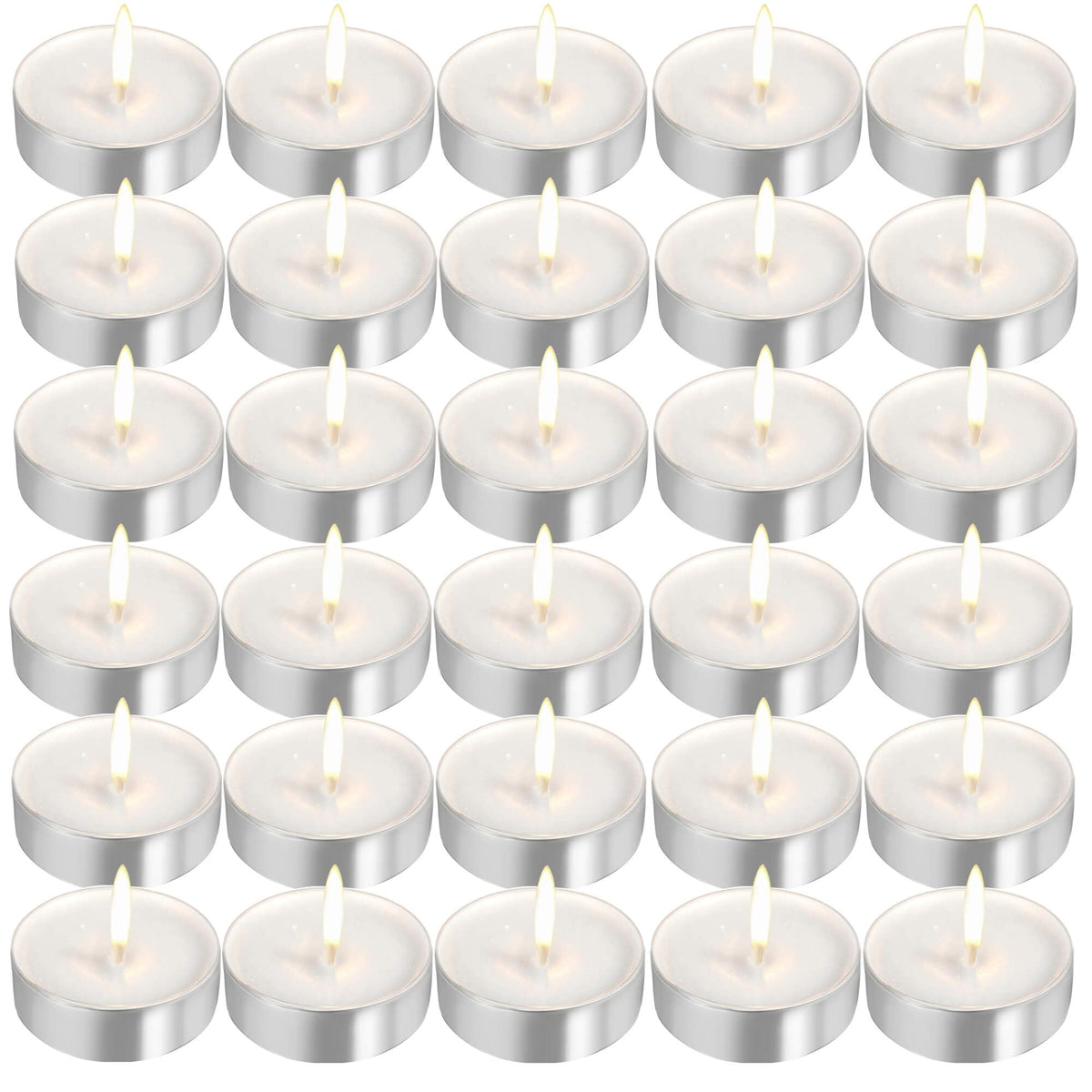 Unscented Tea Light Candles white 30 pack packaging