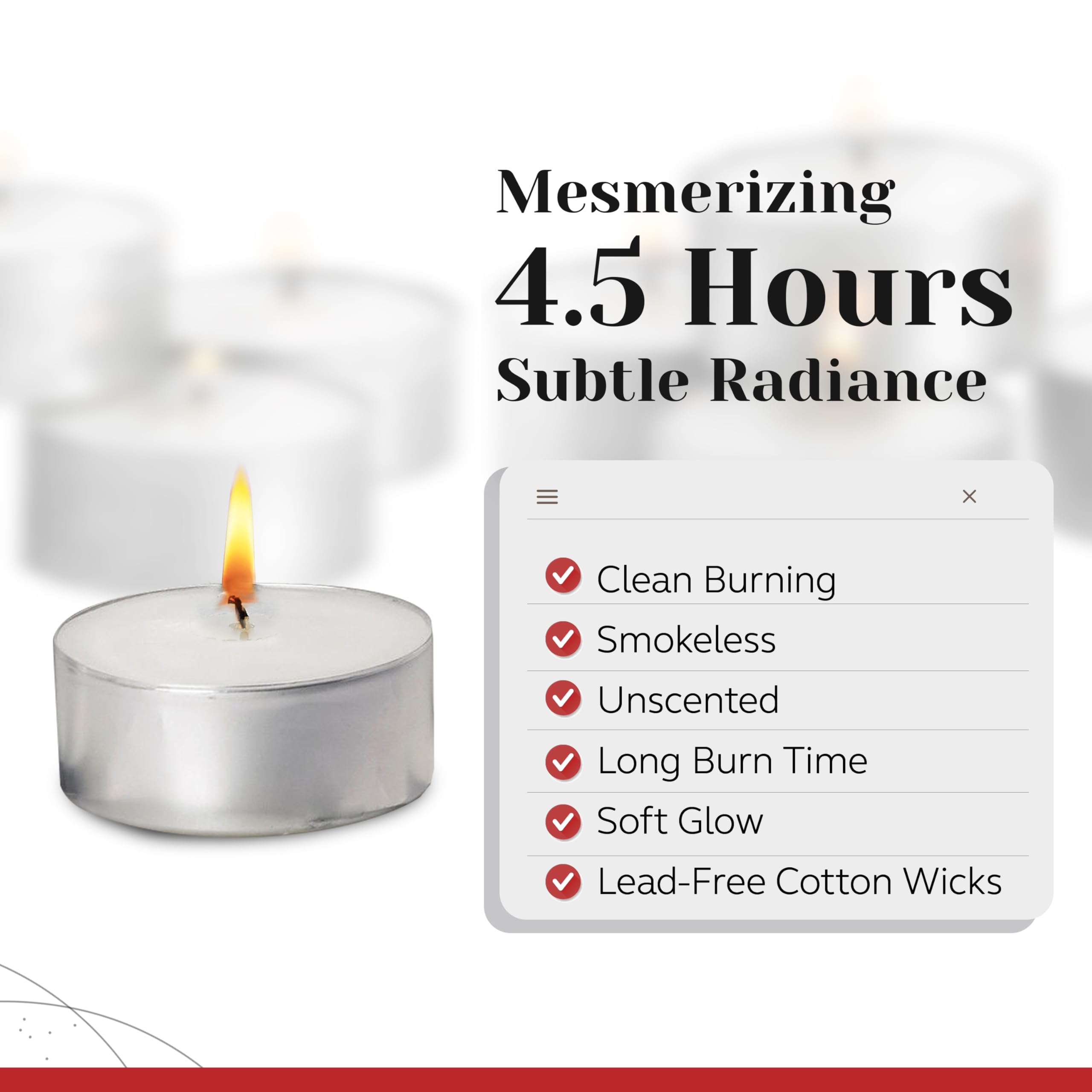 Unscented white tea lights compatible with votive holders