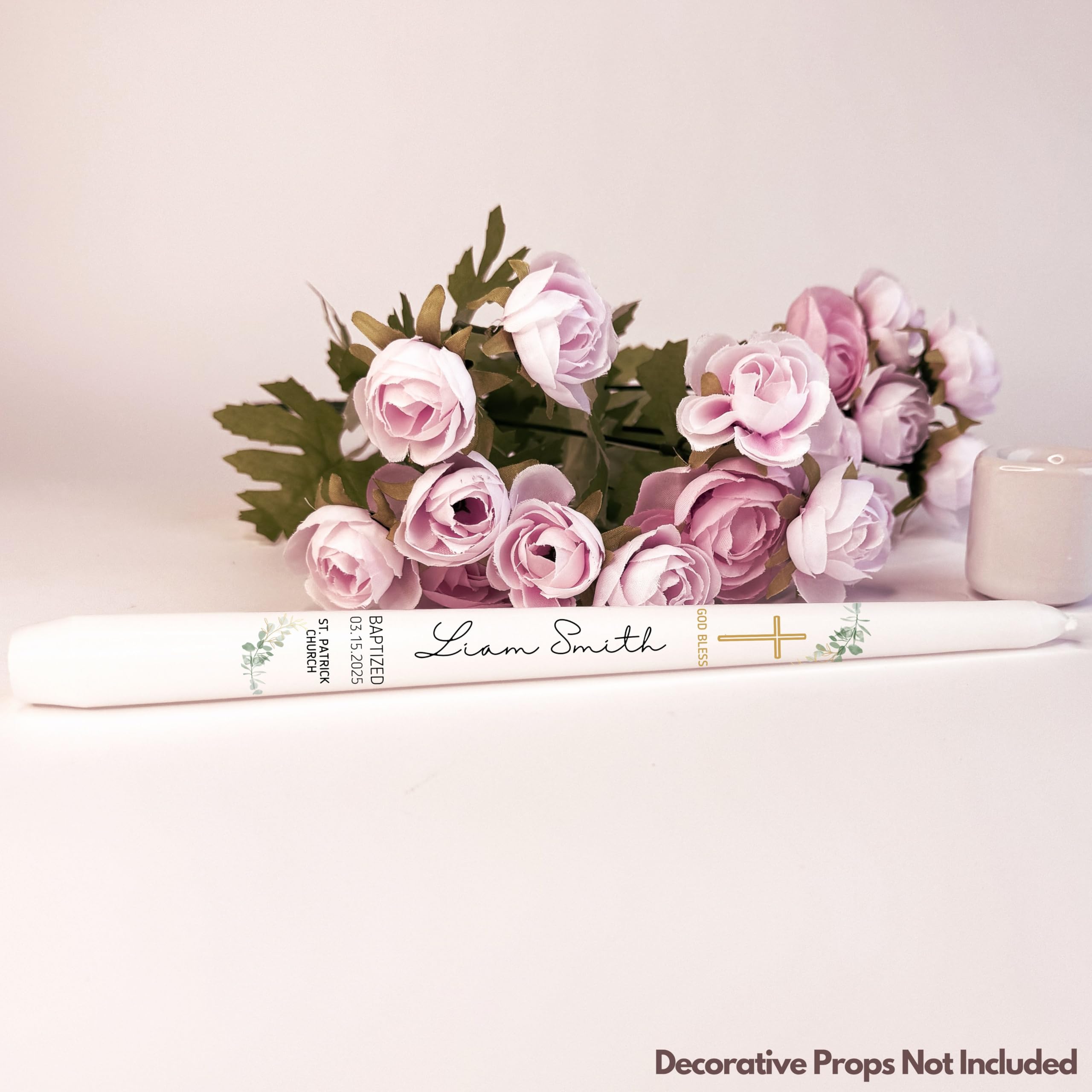 unscented white baptism wax candle