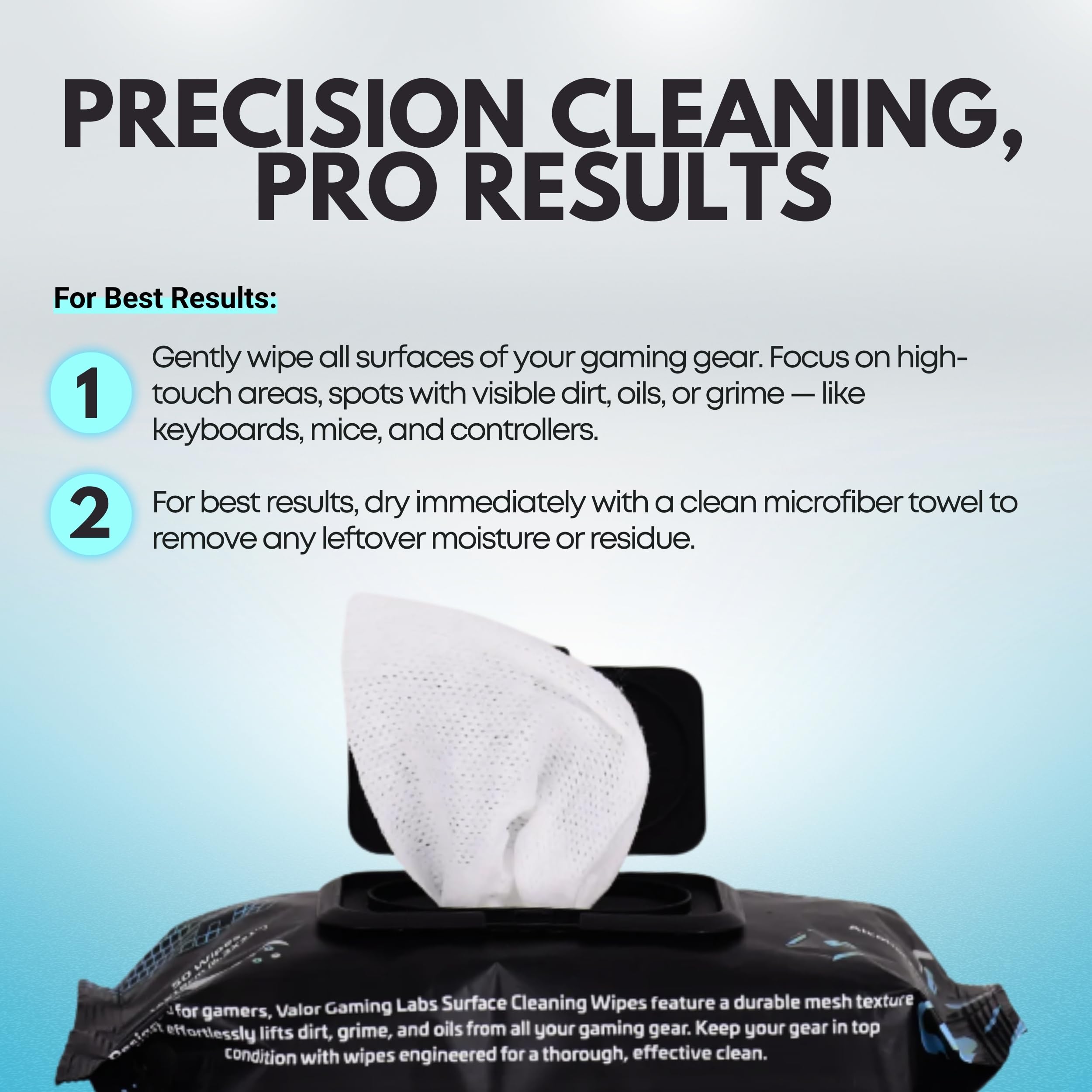 Vayzer Gaming Labs wipes in resealable pouch