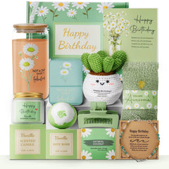 Uongeod 11-piece birthday gift basket for women with green design