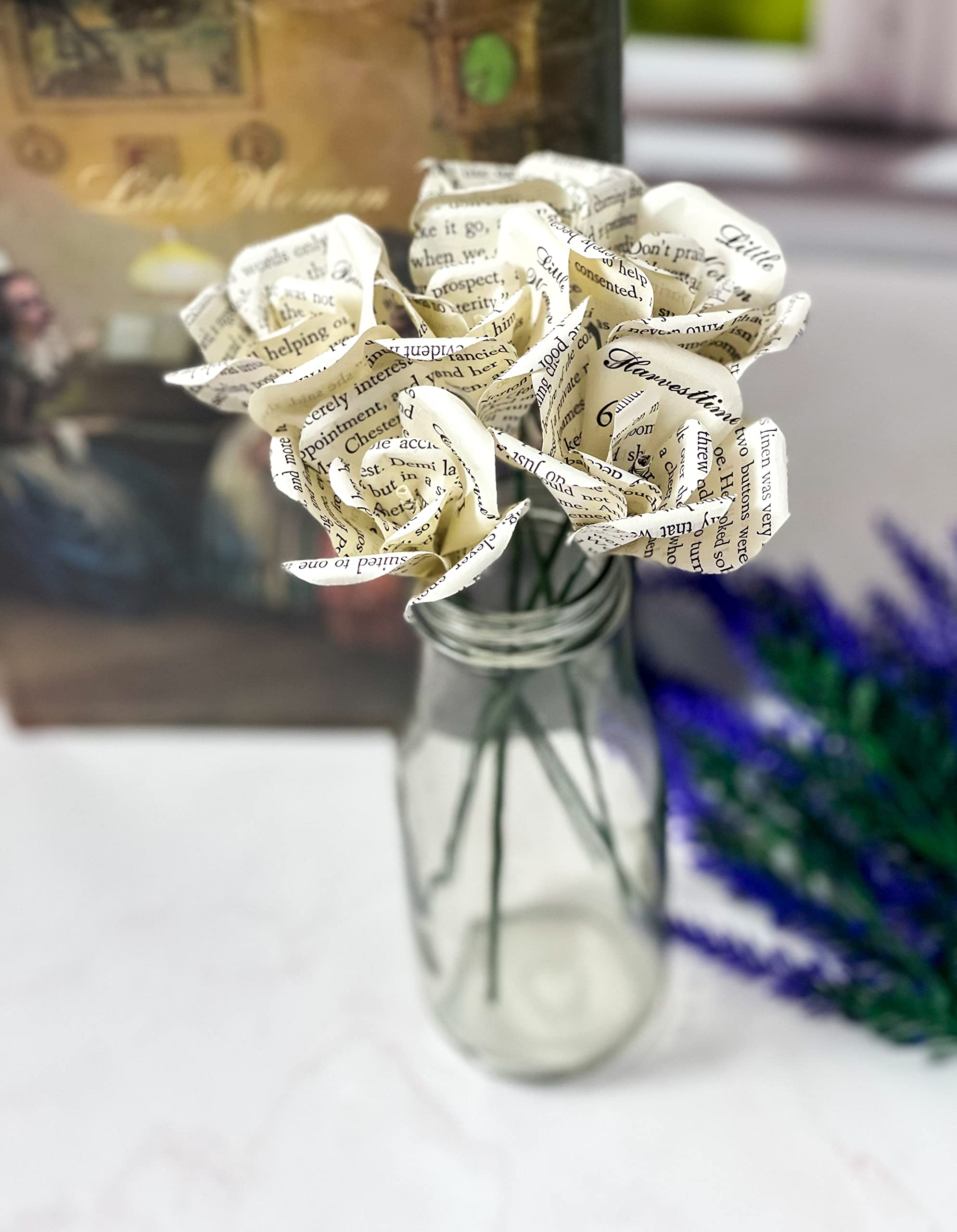 Little Women book page roses bouquet details