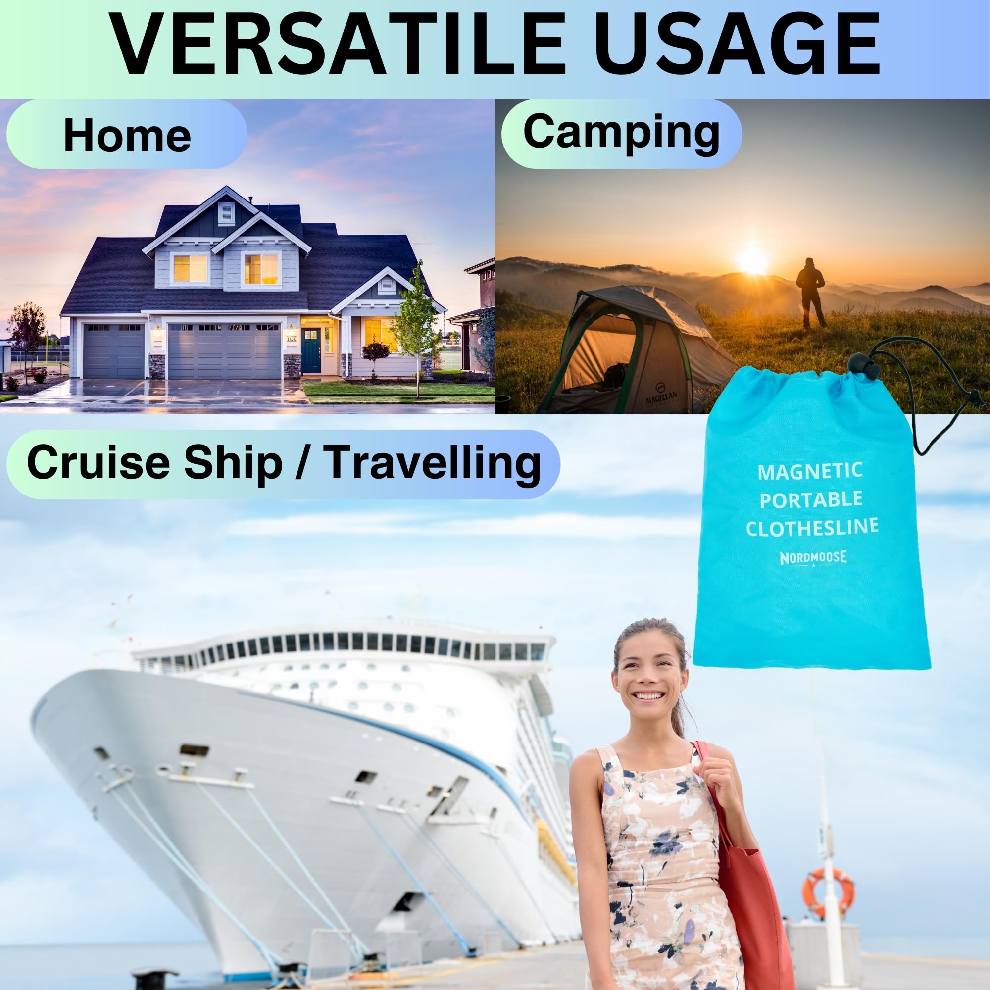 Updated Stronger Magnets version of Magnetic Clothesline for Cruise Ship