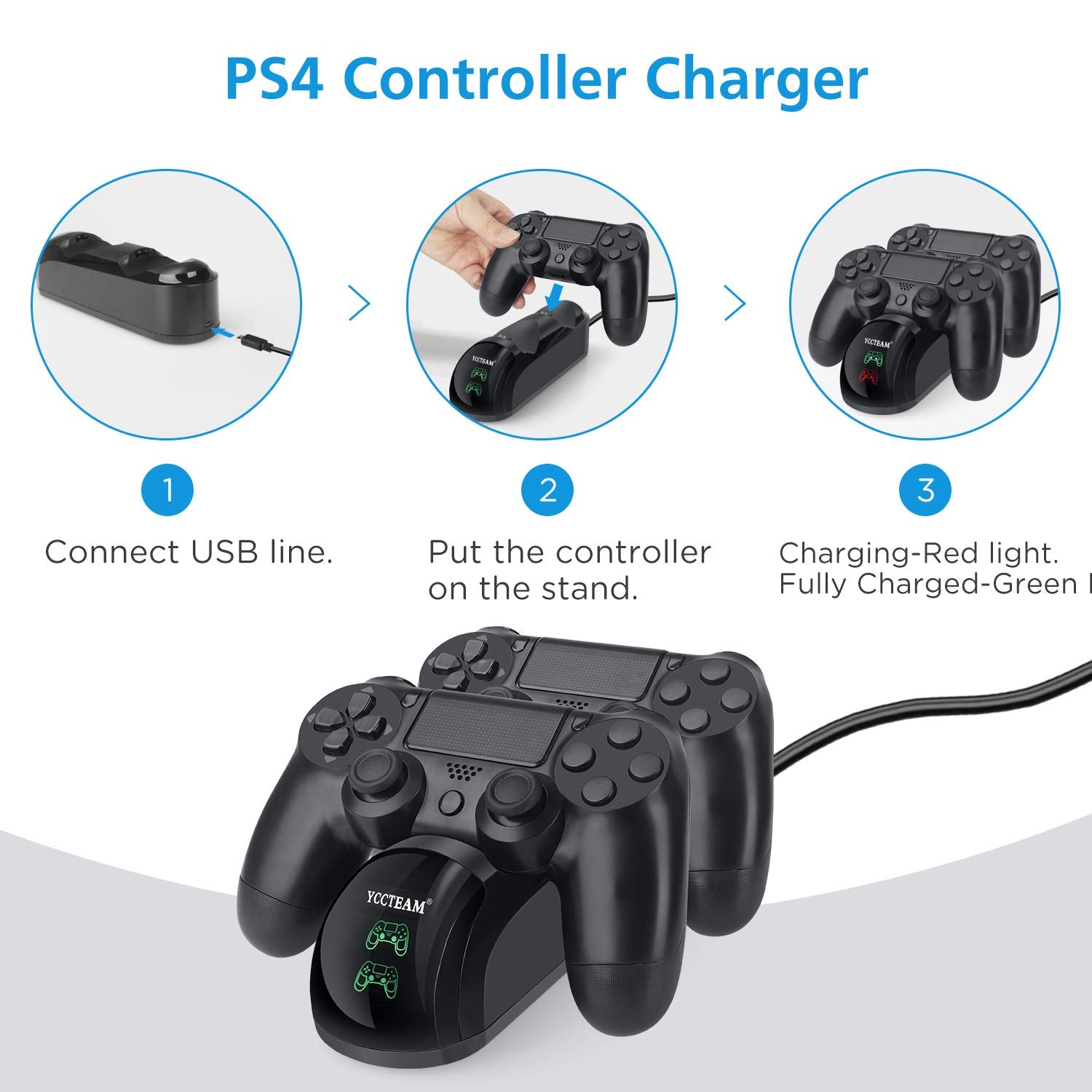 Upgraded fast charging dock for PS4 controllers