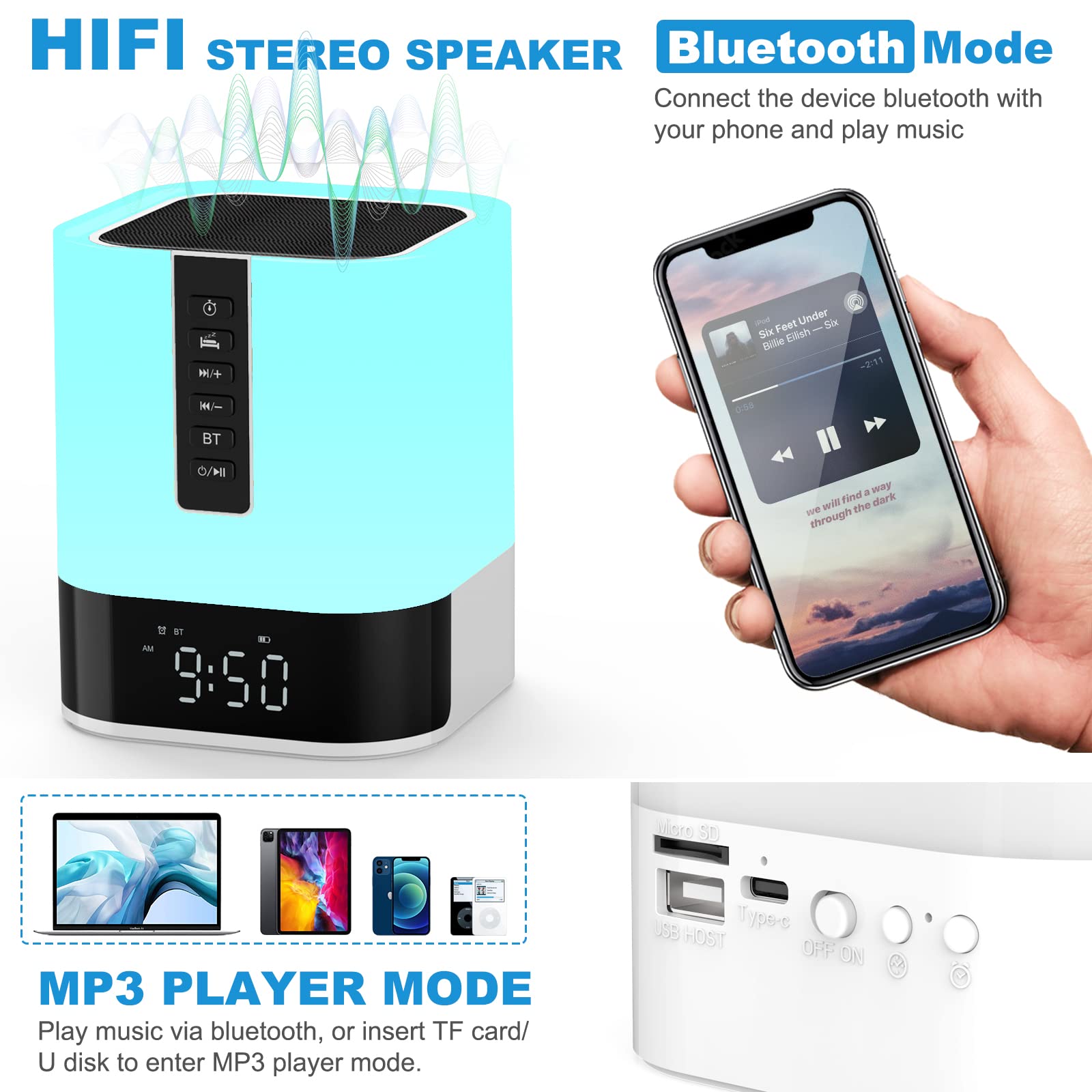 Upgraded Touch Bedside Lamp surface top touch control