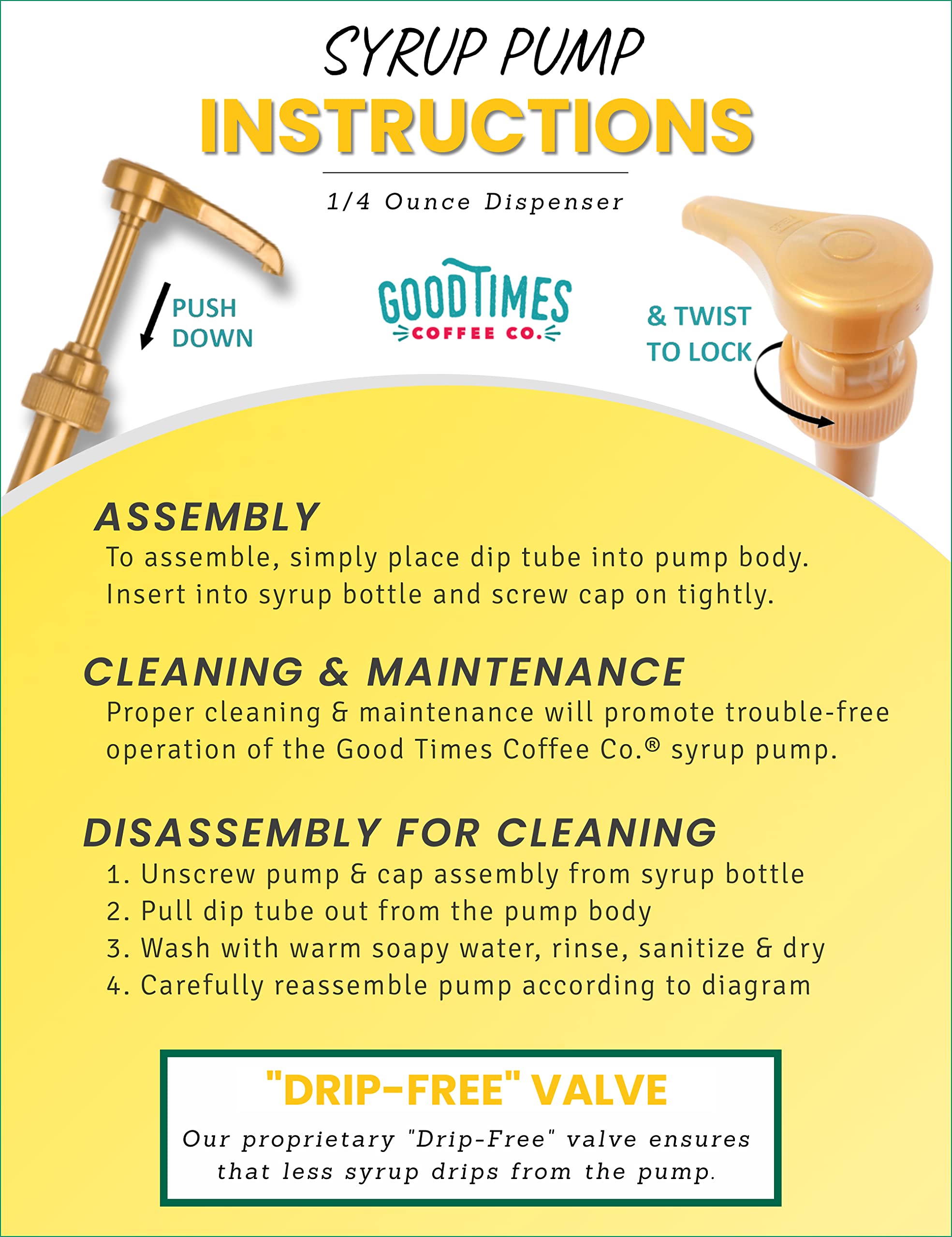 Pack of 1 syrup pump for 750ml bottles