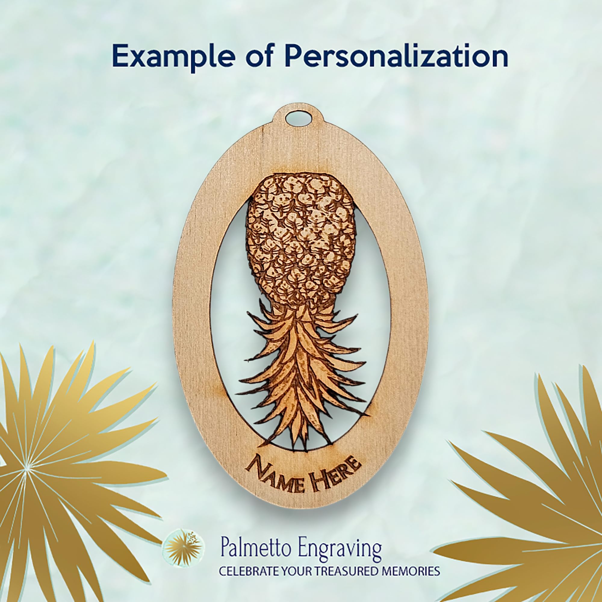Upside-down pineapple decor ready to hang handcrafted wood ornament