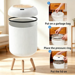 White finish URALFA 3 gal trash can placed in bathroom