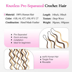 Deep wave Boho crochet hair texture detail