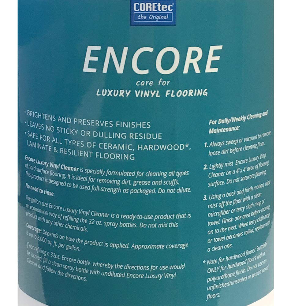 Luxury vinyl flooring cleaner for COREtec ENCORE 03Z77