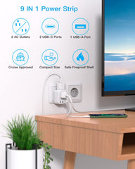 US to Europe travel adapter compact design for dual-voltage devices