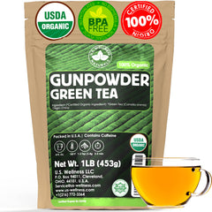 U.S. Wellness Naturals Organic Gunpowder Green Tea loose leaf 16oz pack