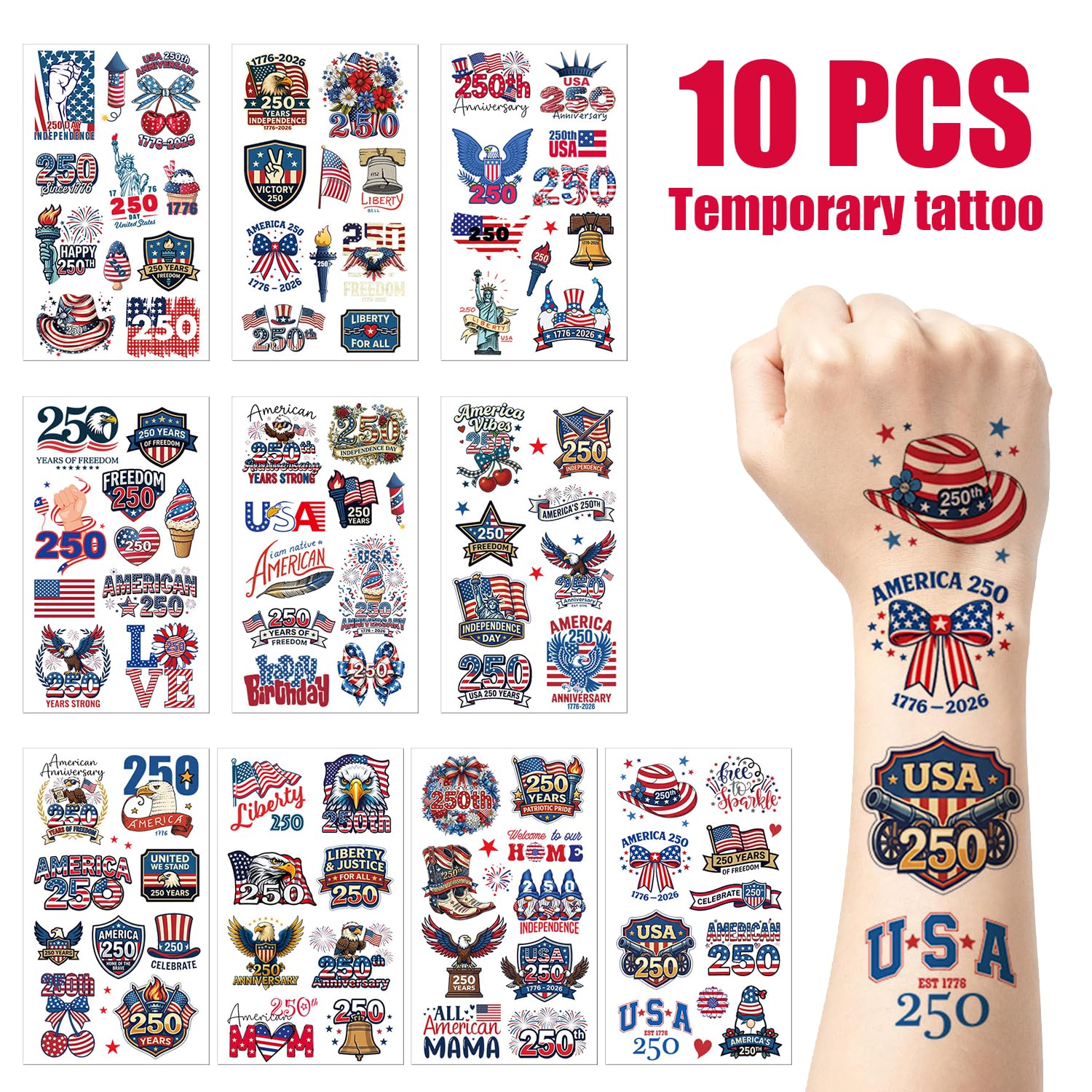 Independence Day 250th tattoos for adults teens