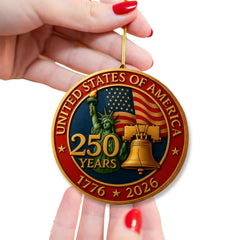Commemorative USA 250th ornament celebrating 1776 to 2026